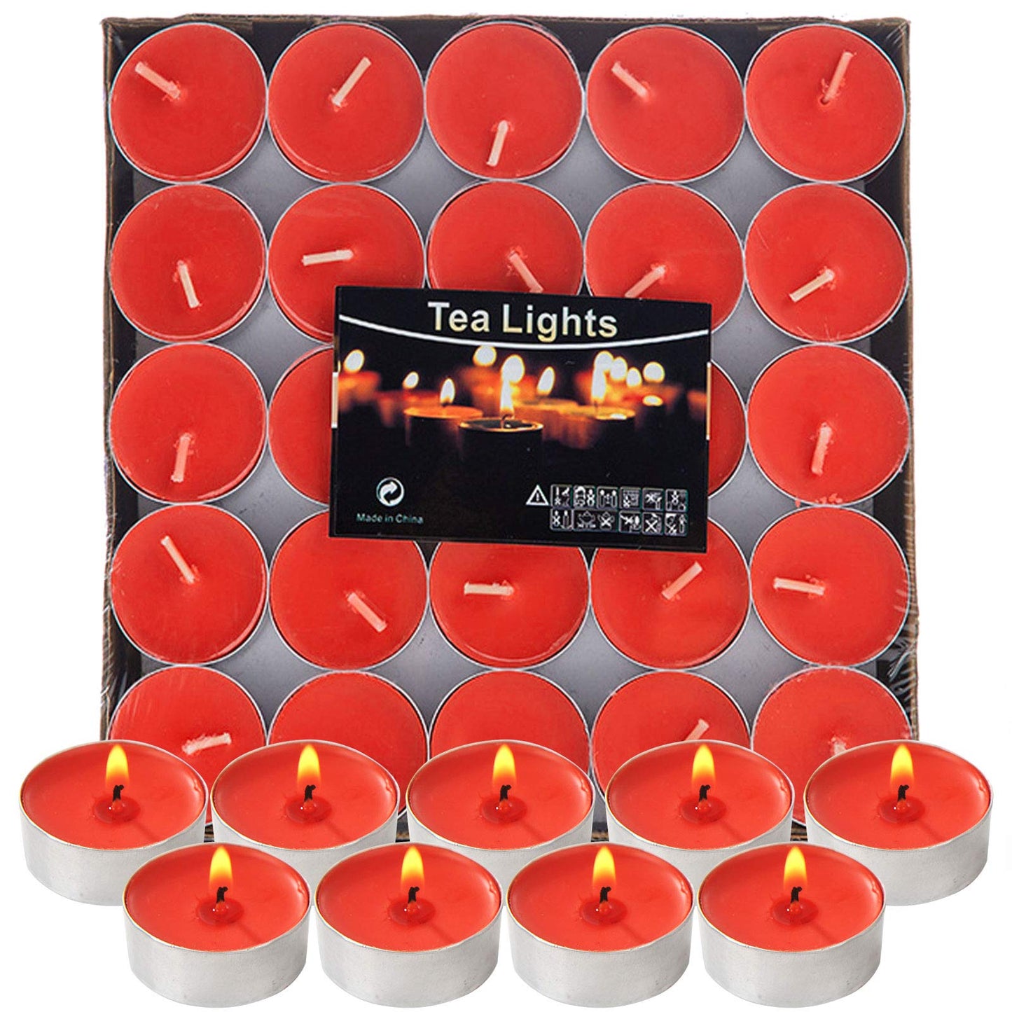Visen 50Pack Tealight Candles, Unscented, Smokeless, Dripless, 4 Hours Burn Time, Perfect for Home, Romantic Decor, Pool, Shabbat, Weddings & Emergencies