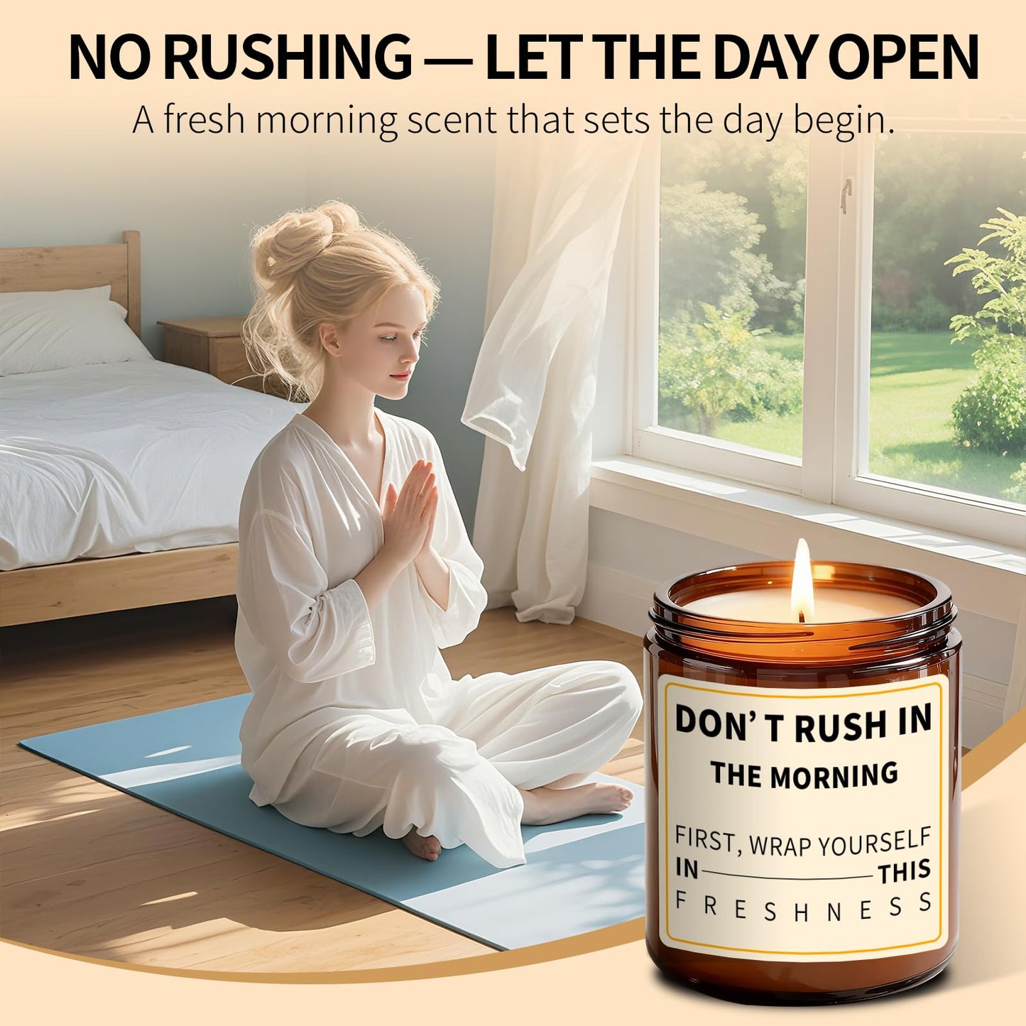 Morning Orange Scented Candle - Don't Rush on Morning - Fresh Morning Candles for Women Men, 7oz Soy Candles for Home Scented - Energy Aromatherapy Candle for Relaxation Mothers Day Gifts for Mom