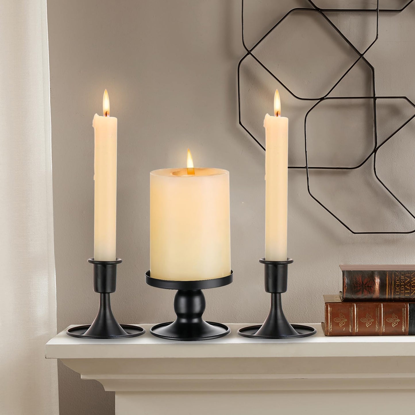 Unity Candle Holder - Black Unity Candle Holders for Weddings, Metal Black Unity Candlestick Holder Set of 3, Decorative Unity Candle Stand for Wedding Ceremony Table Centerpiece Decoration Gift