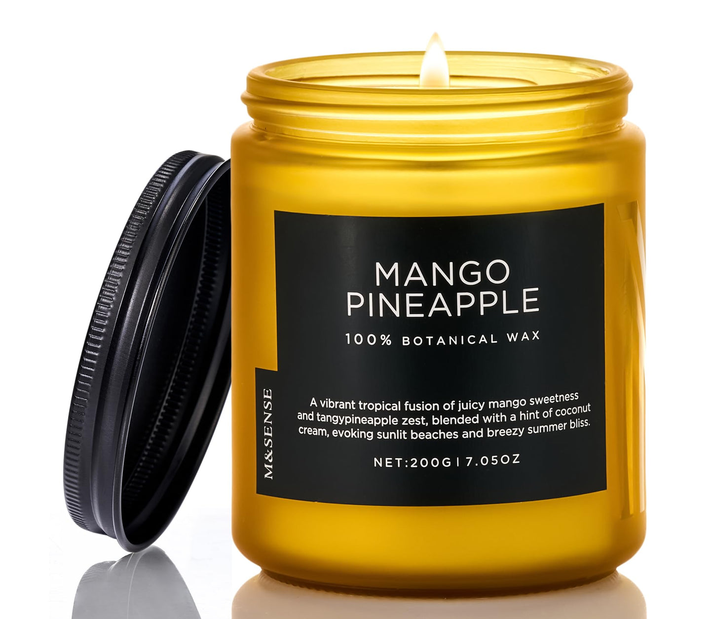 M&SENSE Mango Pineapple Tropical Scented Candle, 7.05oz Non Toxic Natural Soy Wax 50 Hours Long Lasting Burn Fruit Scent Summer Gifts for Housewarming, Aromatherapy Candle for Women Men