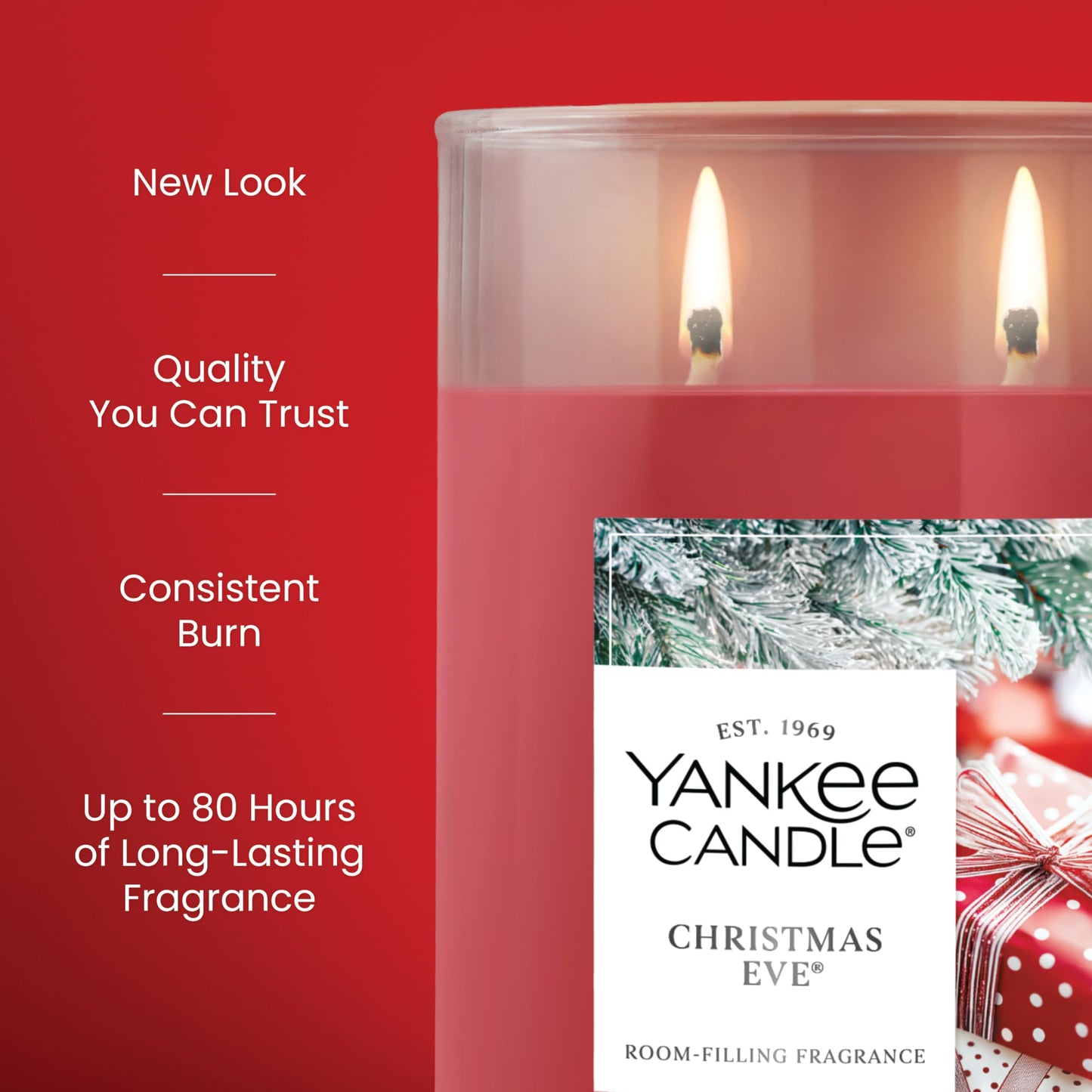 Yankee Candle Large Tumbler Scented Candle with up to 80 Hour Burn Time, Premium Plant Wax Blend for Consistent Burn, 20 oz Tumbler Candle with Room Filling Fragrance, Christmas Eve