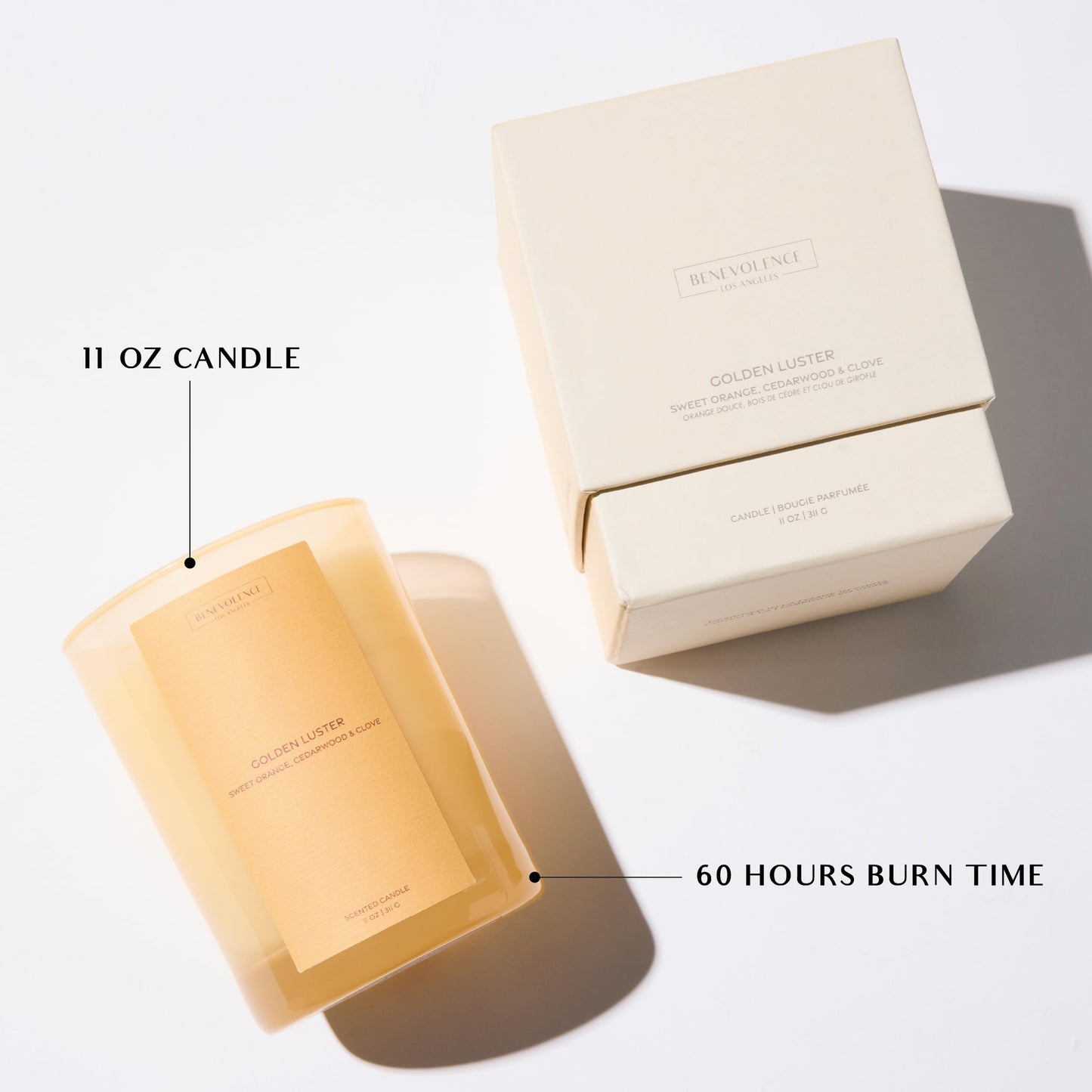Orange, Cedarwood & Clove Scented Candle | 11oz, 60 Hour Burn | Natural Soy Wax, Cotton Wick | Soy Scented Candles for Home | Sun-Kissed Collection - Golden Luster
