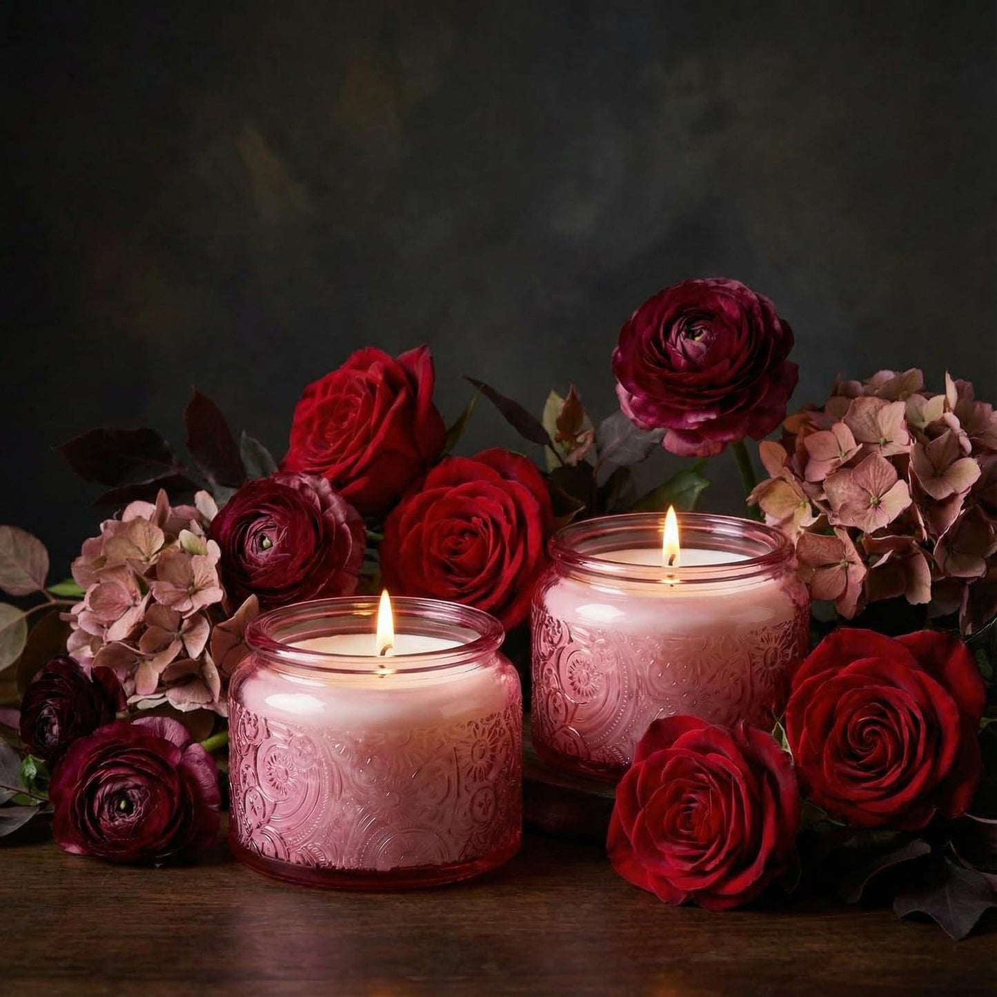 18-Pack 4oz Embossed Glass Candle Container with Bamboo Lids and Labels, Pink Candle Jars for Making Candles, Sun Moon Star Design