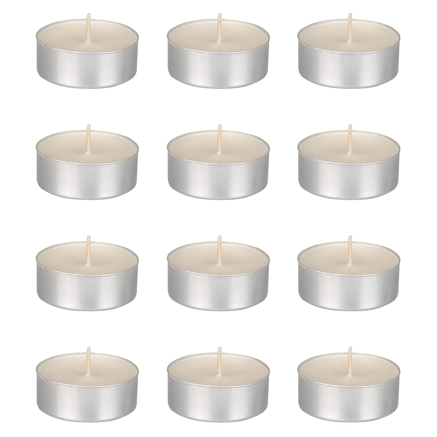 Mega Candles 12 pcs Unscented Oversize White Tea Lights Candles, Pressed Wax Candle 12 Hour Burn Time, Home Décor, Wedding Receptions, Occasions, Events, Meditations, Tranquility, Spa