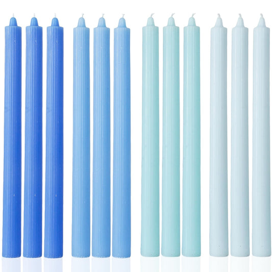 Blue Taper Candles Tall Tapered Candlesticks Smokeless Unscented Long Burning-Hand Poured,Colored for Home Decor Wedding, Dinner-10.6inch,Set of 12