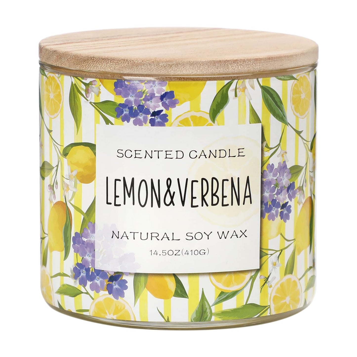 Lemon Candle, Lemon Verbena Scented Candle, Large 3 Wicks Candle, 14 oz