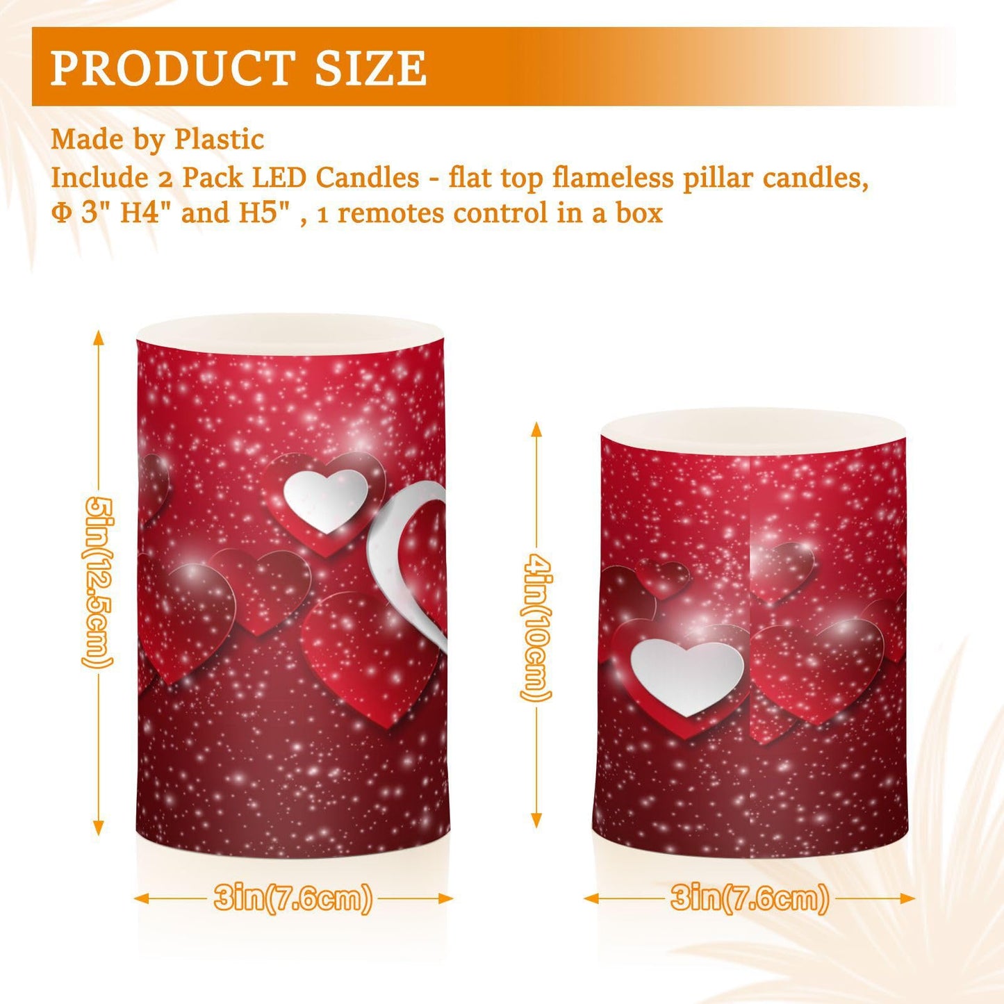ALAZA Happy Valentines Day Hearts Flickering Flameless Candles Battery Operated with Remote Timer,Tea Light Candles LED Pillar Votive Candles Set of 2 for Outdoor Indoor Decorations