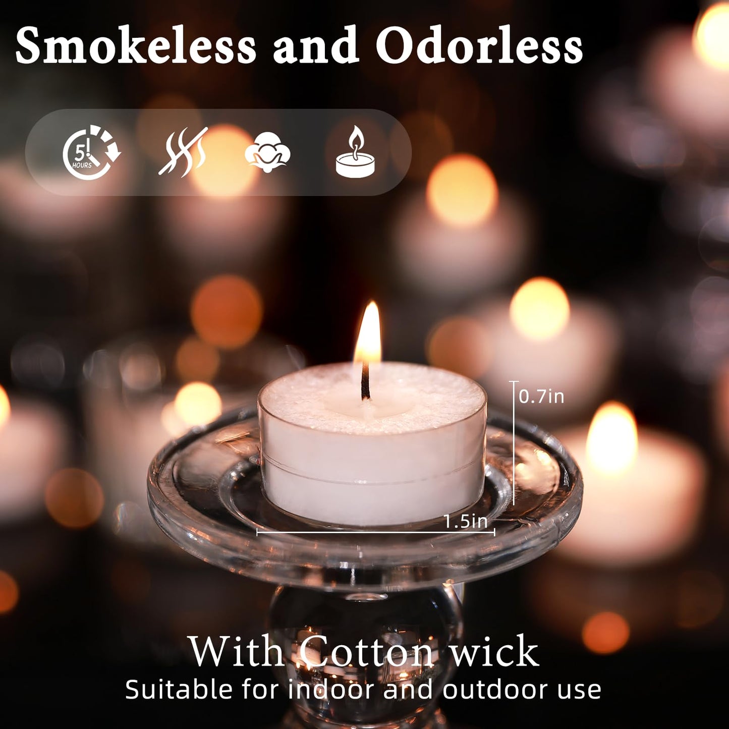 24 Pack Unscented White Tealights Candles, 5 Hours Tea Lights Plant Wax Mini Votive with Cotton Wick for Home,Meditation,Pool,Wedding,Emergencies,Parties, Spas