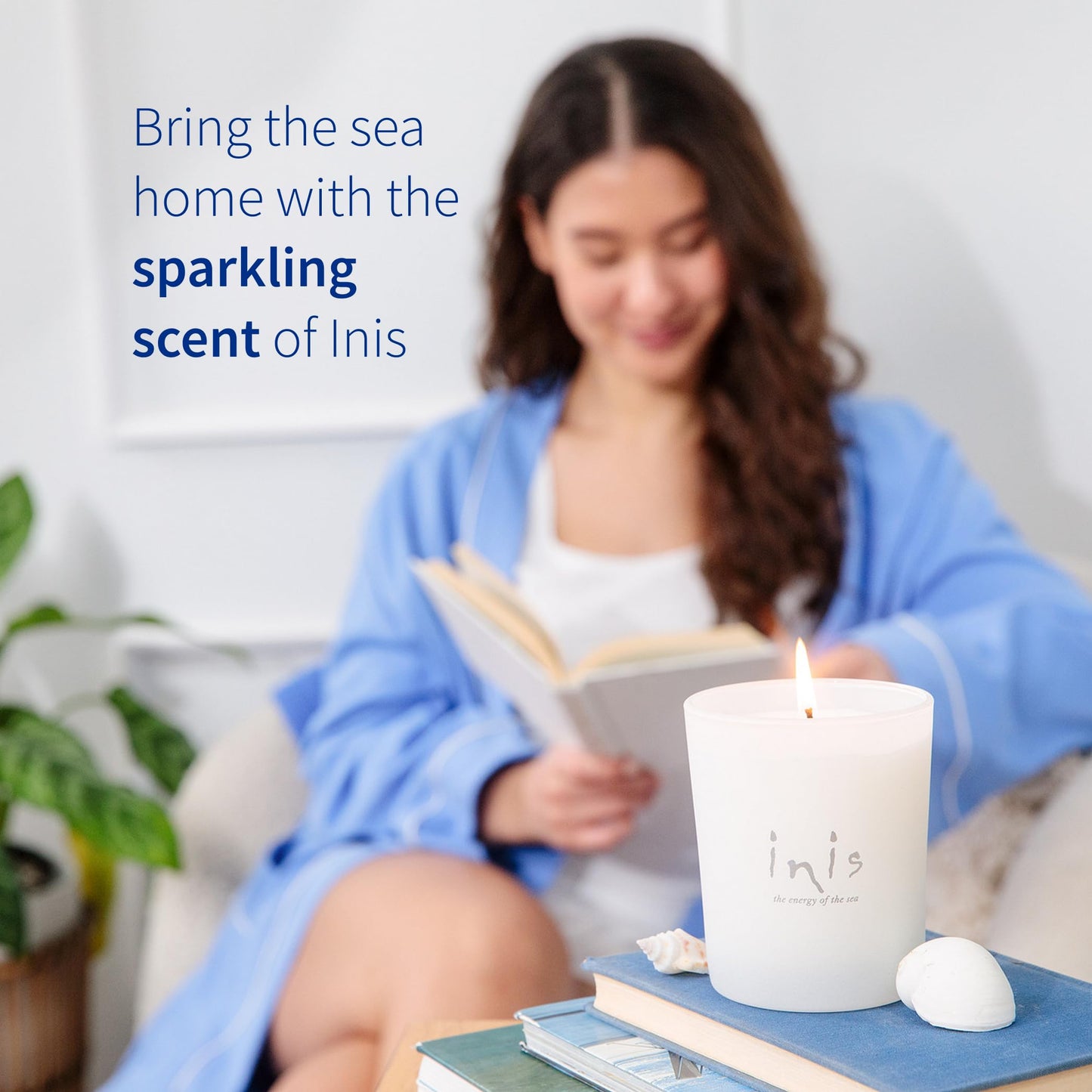 Inis the Energy of the Sea - Scented Candle, Ocean Fresh Soy Wax Blend Candle in Frosted Glass Jar, Clean Coastal Home Fragrance for Bedroom, Living Room and Bathroom