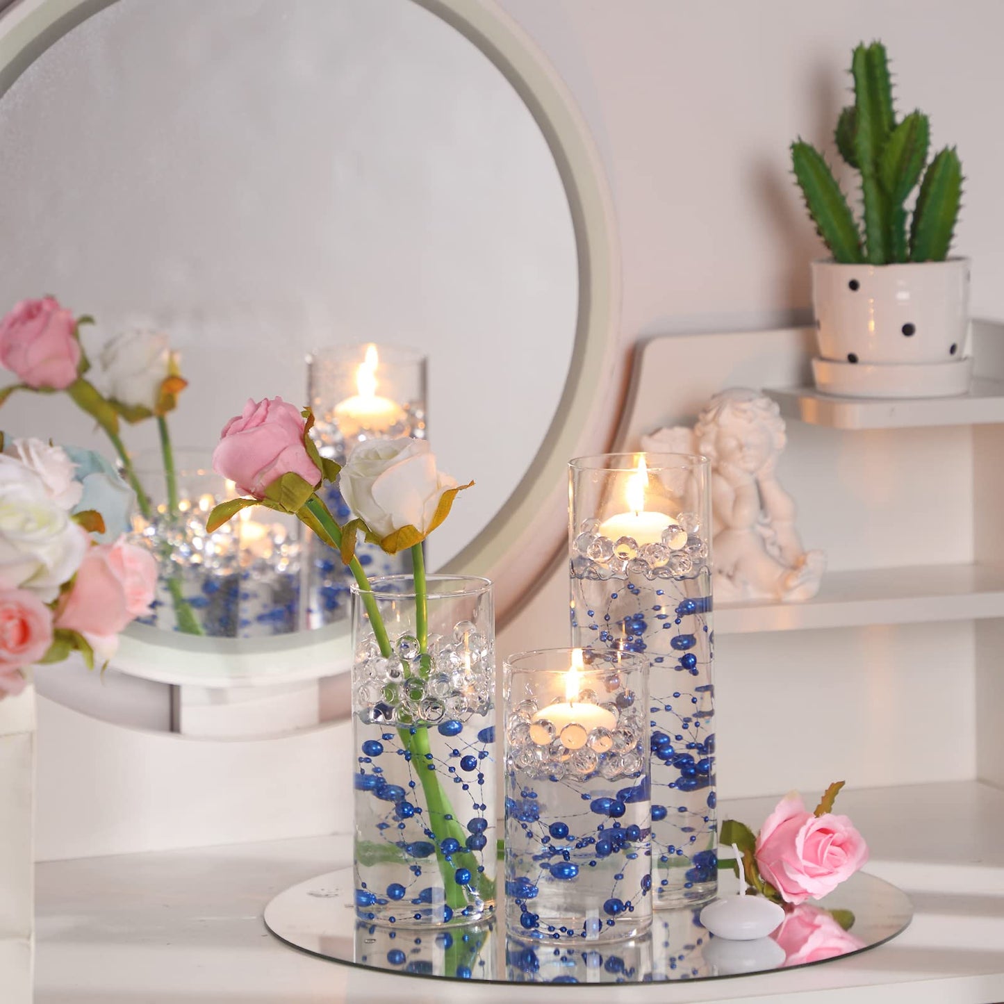 Didaey 36 Pcs Thin Cylinder Vases Set for Centerpieces 2.5'' Diameter 2mm Thickness Clear Glass Vase Hurricane Floating Candle Holder for Wedding Table Decoration (2.5'' X 5'',6'',8'')