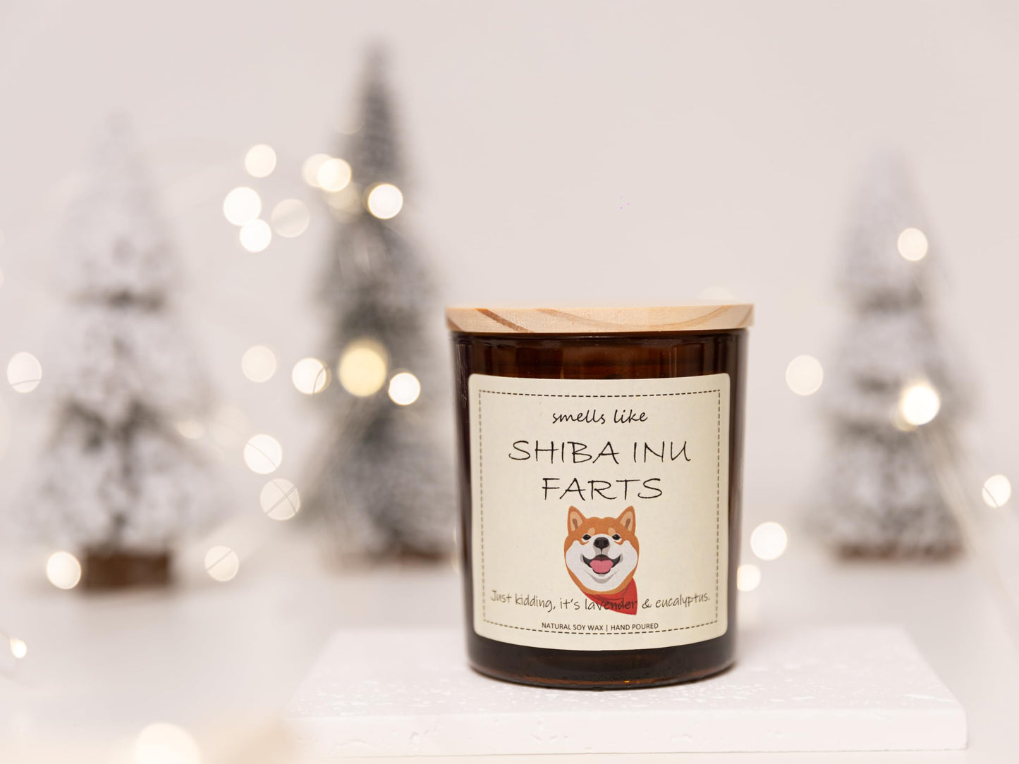 Shiba Inu Gifts & Decor, Gifts for Dog Lovers, Smells Like Shiba Inu Farts Candle - Lavender & Eucalyptus, Crafted by Natural Soy Wax & Natural Essential Oils