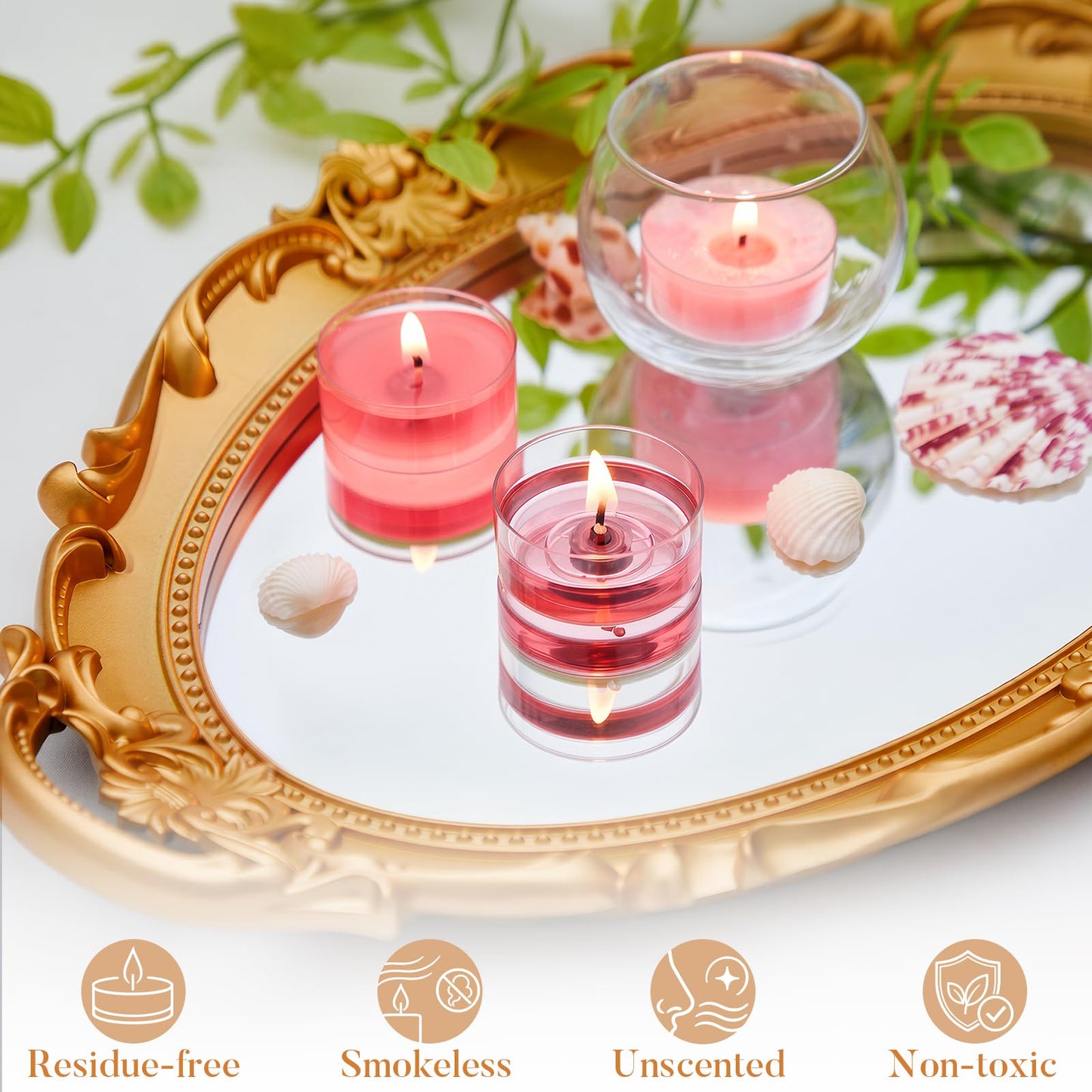 Ashlux Unscented Palm Tea Lights Candles, 16 Packs with Ice Flower Texture