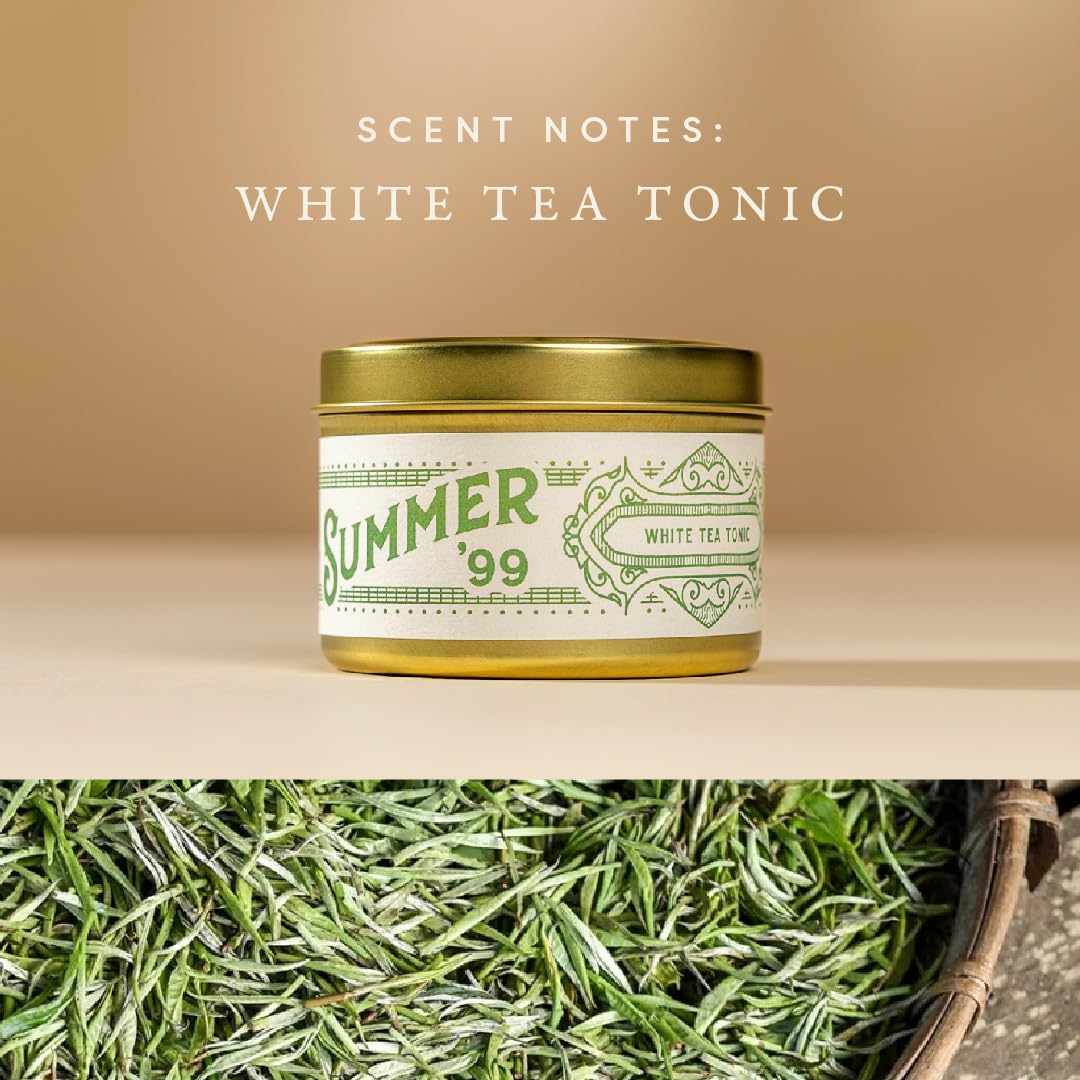 Scent Library Summer '99 Scented Candle | Designed by Erin Napier | Soy Wax Blend | Made in The USA by Laurel Mercantile | Long-Lasting 24+ Hour Burn Time (5 oz) | Great Gift for Women and Home