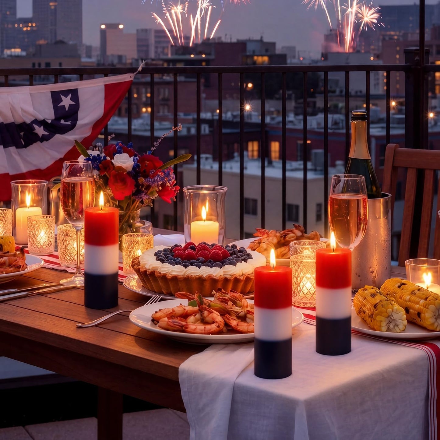 Conelist 3 Pcs Red White and Blue Wax Candle 4th of July Unscented Dripless Pillar Patriotic Candles Smokeless Independence Day American Gifts for Dinner Party Decoration(Red Blue White,2 Inch)