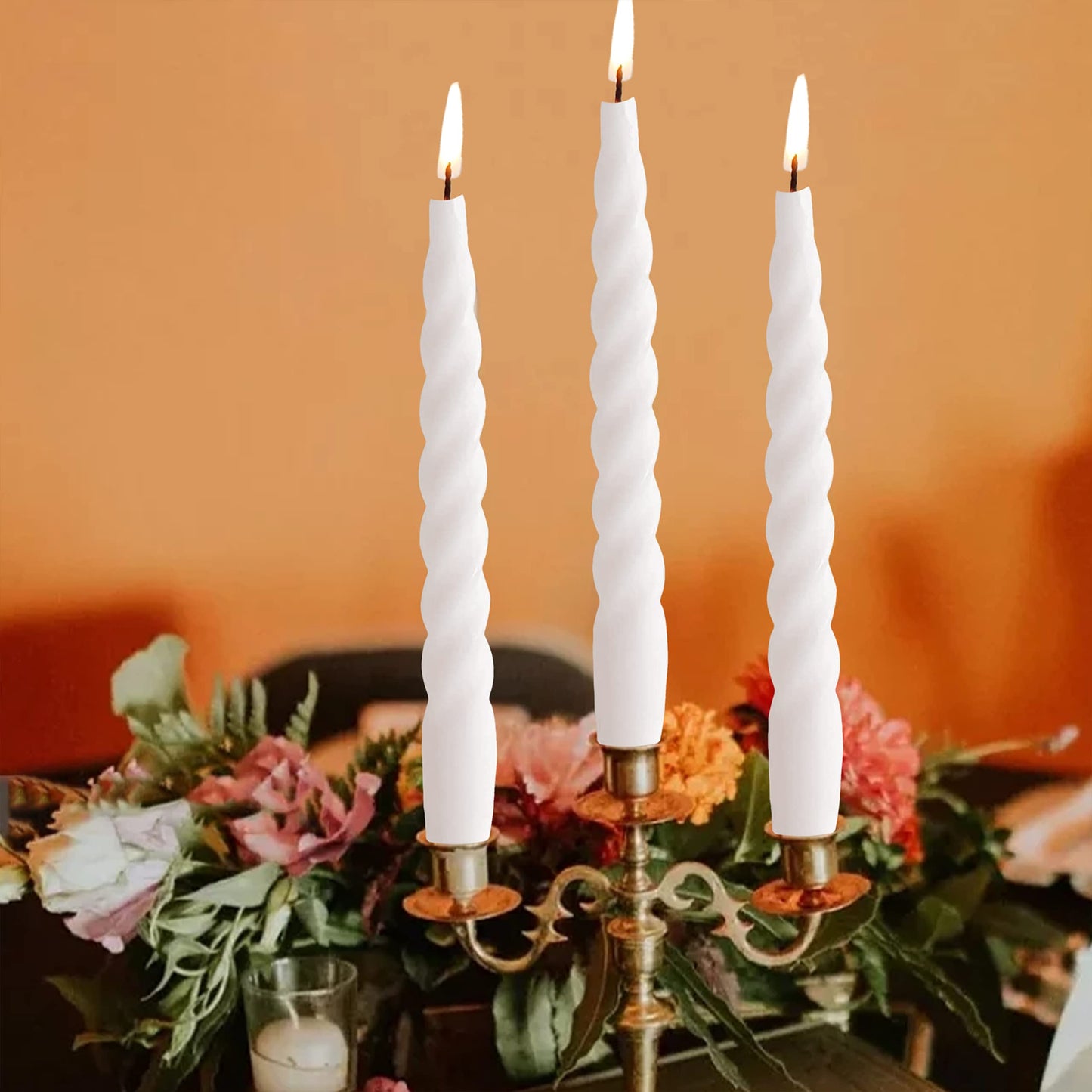 White Spiral Taper Candles 7.5 inch Twisted Tapered Candlesticks Smokeless Unscented Handmade Candlesticks 2pcs Home Decor for Birthday Party Celebration Tablescape