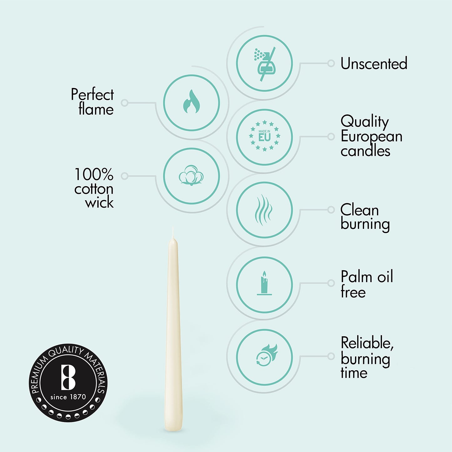BOLSIUS Ivory Taper Candles 100 Count Bulk Pack - 10 Inch Dinner Candle Set - 7+ Burn Hours - Premium European Quality - Smooth Flame - 100% Cotton Wick - Smokeless & Dripless Household Candlesticks