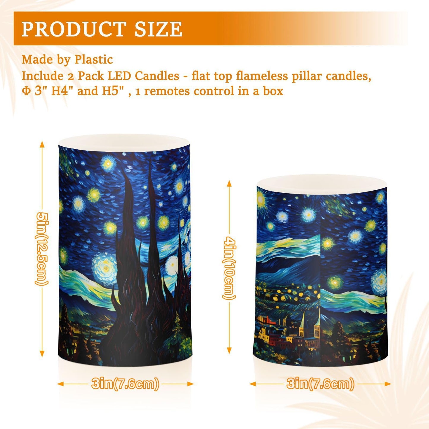 ALAZA Starry Sky Flickering Flameless Candles Battery Operated with Remote Timer,Tea Light Candles LED Pillar Votive Candles Set of 2 for Outdoor Indoor Decorations