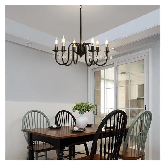 Ceiling Chandelier Iron Crystal LED Hanging Light Candle Pendant Lamp E14 Lustre Home Kitchen Living Dining Room Hotel ﻿,Comfortable Lighting