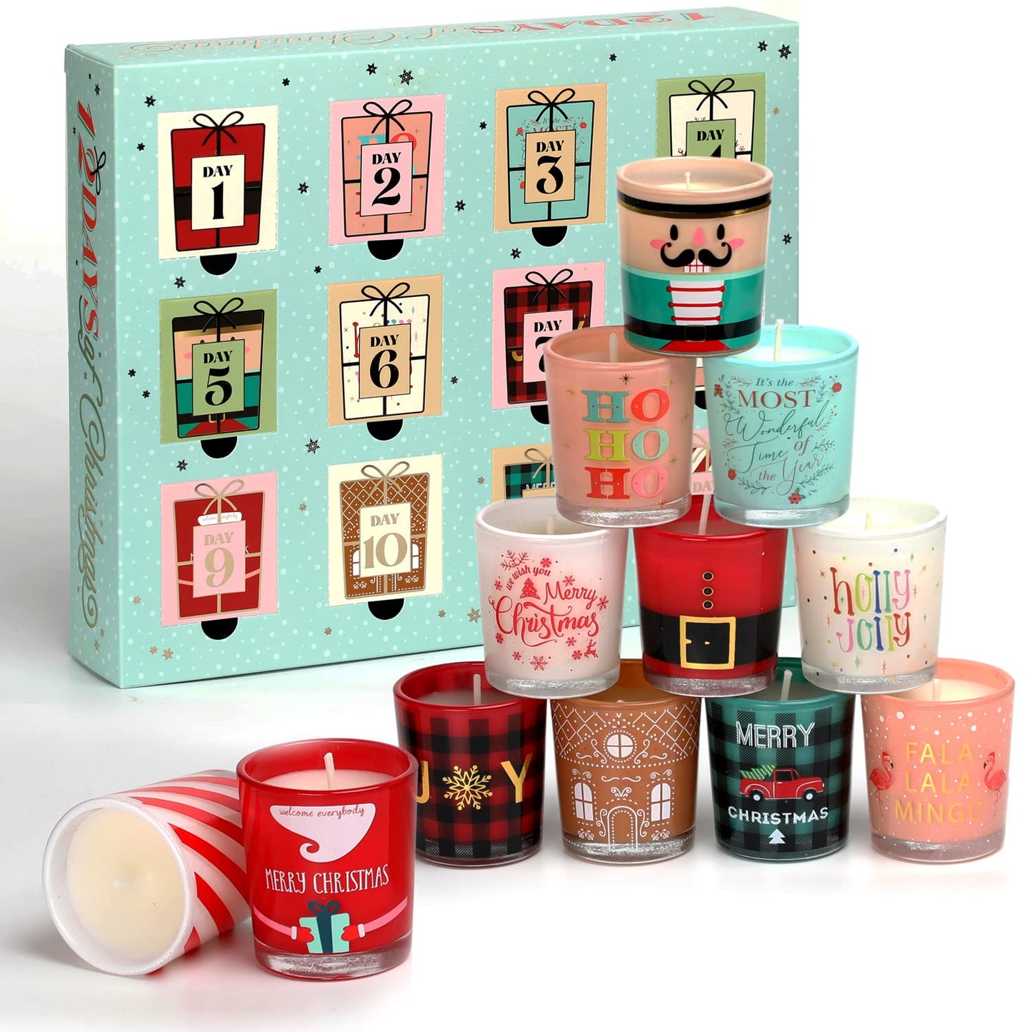 12 Days Christmas Scented Candles Gift Set for Women Advent Calendar Candle Gift 12PCS 1 oz Soy Wax Candles Christmas Birthday Gifts for Men