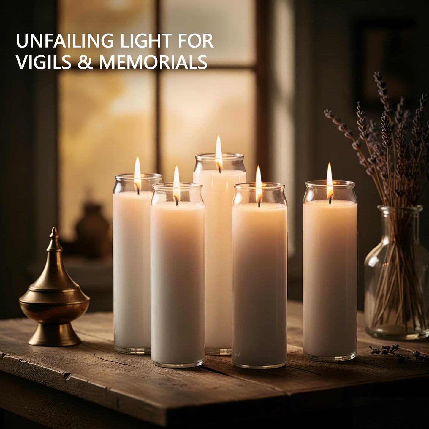 SRCVYLT 6PC White 7 Day Candles in Glass Container, Unscented Wax Prayer Candle, 2.5×8.1 Inches Pillar Candles for Memorials,Religious,Catholicism,Churches, Altars,Vigils Religious Occasions