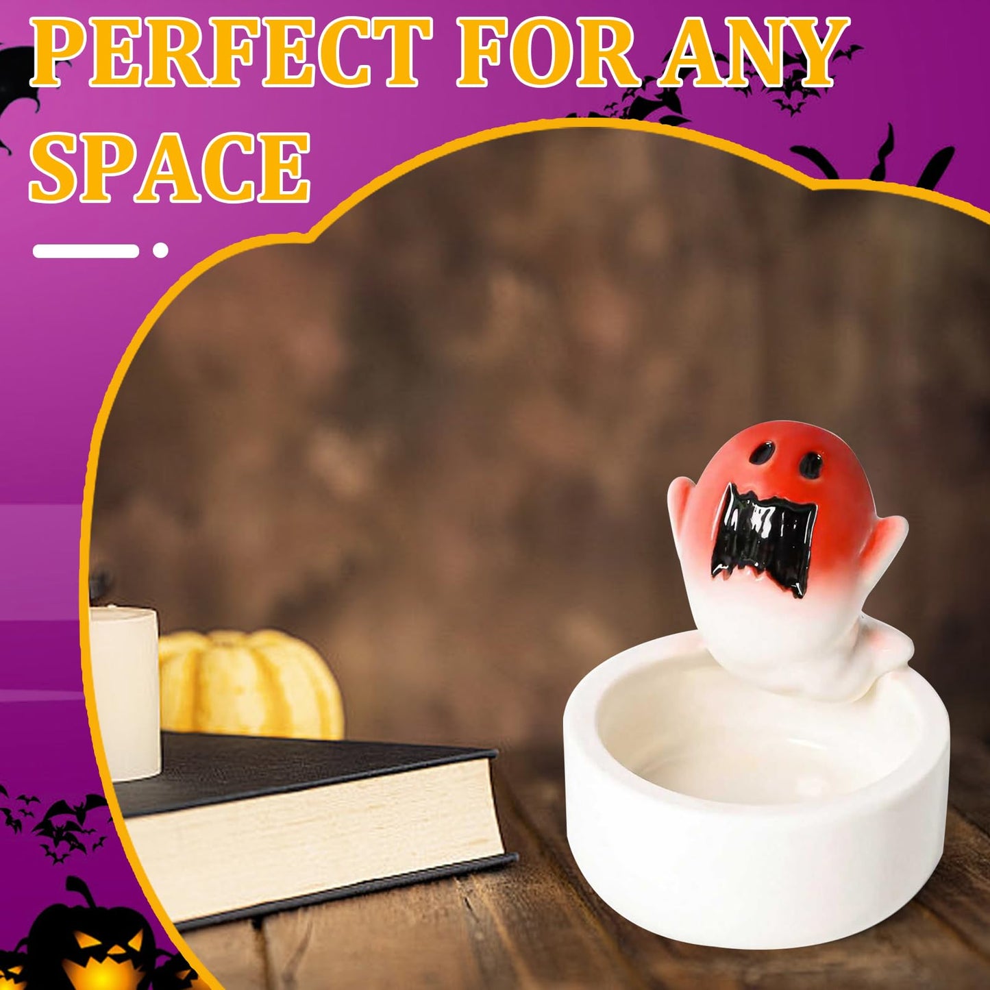 Ghost Ceramic Candle Holder - Screaming Ghost Design Candles Holders, Halloween Decor for Home & Parties,Gift for Halloween