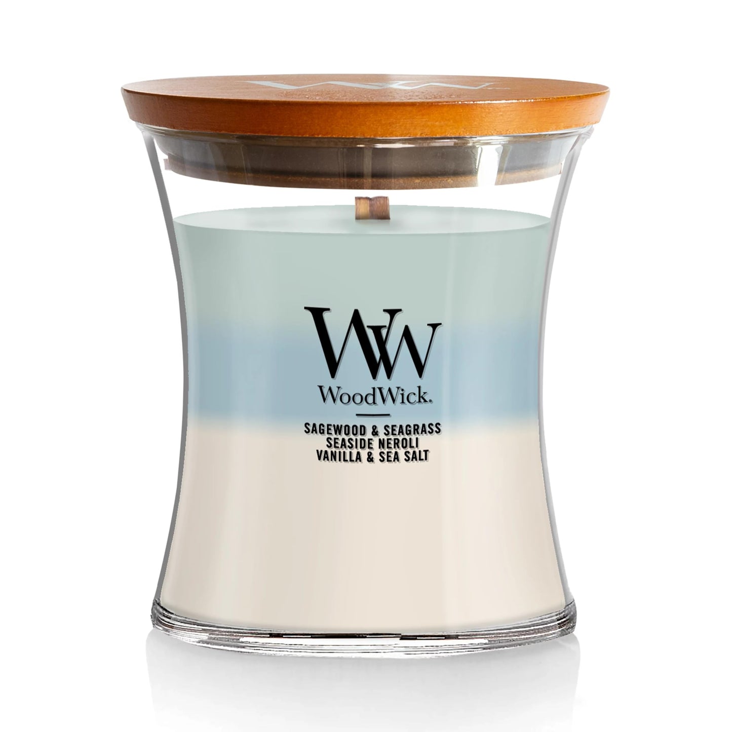 WoodWick Oceanic Trilogy Gifts for Women and Men, 9.7 oz Medium Hourglass Trilogy Candle with Crackling Wick