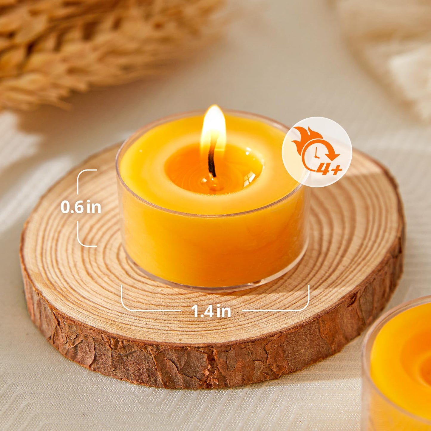 Crenovo 36 Pack Beeswax Tea Lights, 4-Hour Long Burning Tealight Candles, Ideal for Dinners Meditation Home Decor Tea Candles