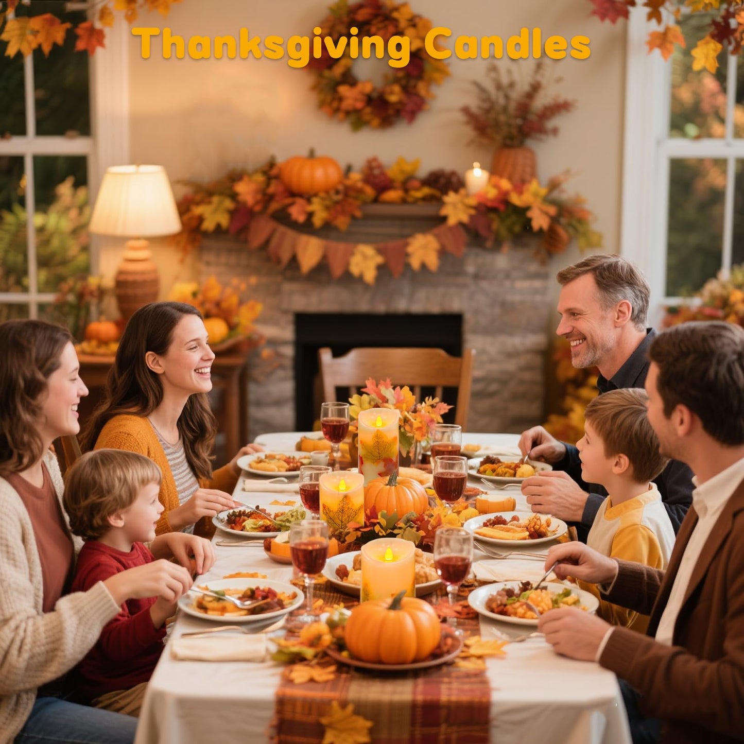 Flameless Candles Lights,Set of 3 Maple Leaf Flickering LED Candles with Remote & Timer, Dimmable LED Pillar Candles Battery Operated, Electric Candles for Thanksgiving Halloween Fall Harvest Decor