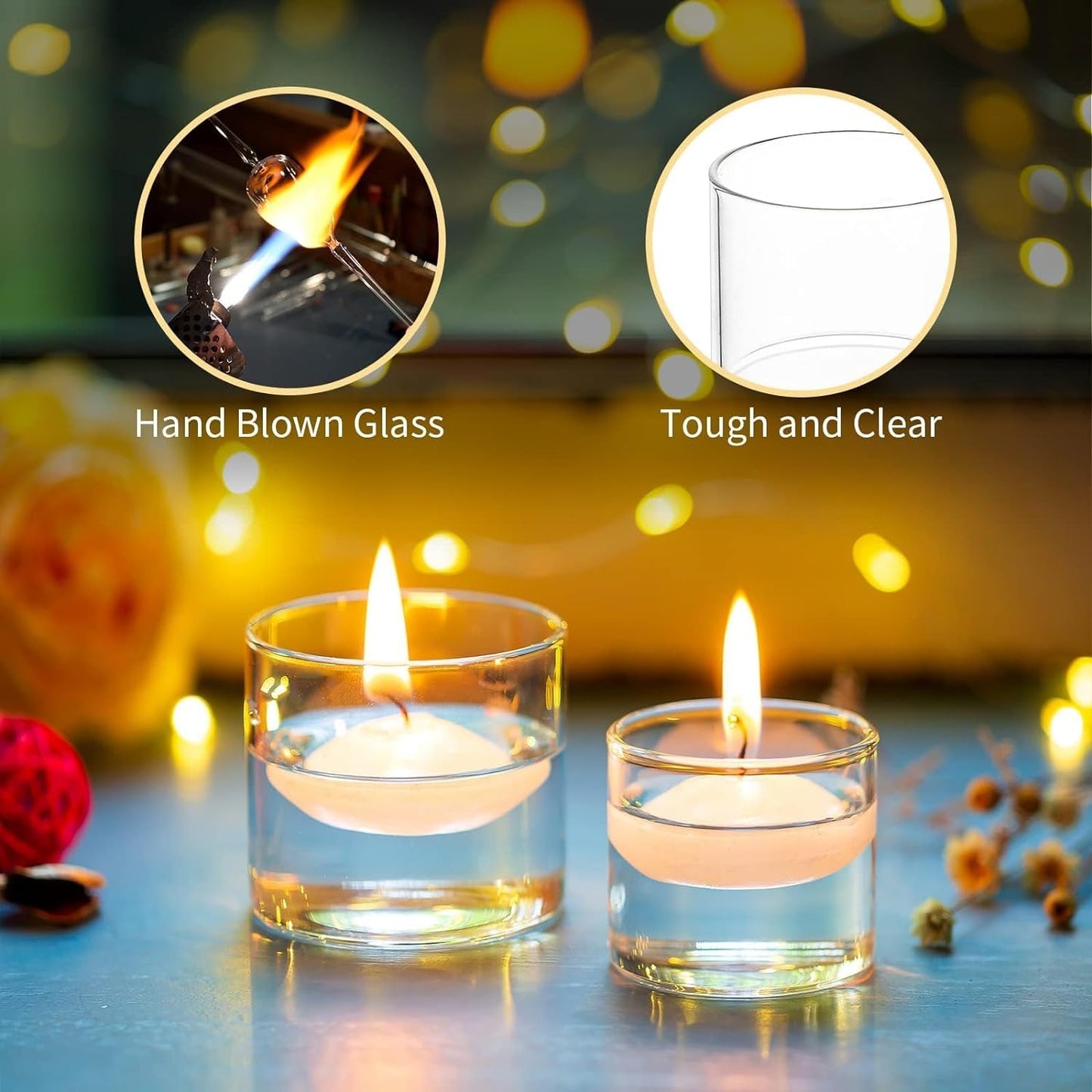 Romadedi Votive Tealight Candle Holders - 24 pcs Clear Glass Tea Light Holders Bulk Small Table Centerpieces Wedding Decor Party Dinner Home Decorations Festivals Christmas