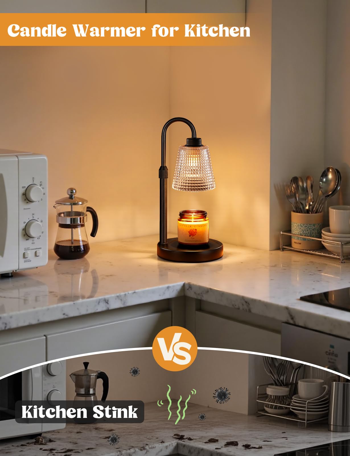 Innqoo Candle Warmer Lamp with Timer, Dimmable Candle Warmer for Jar Candles, Height Adjustable Wax Melts Warmer, Birthday Gifts for Women Mom, House Warming Gifts New Home Decor