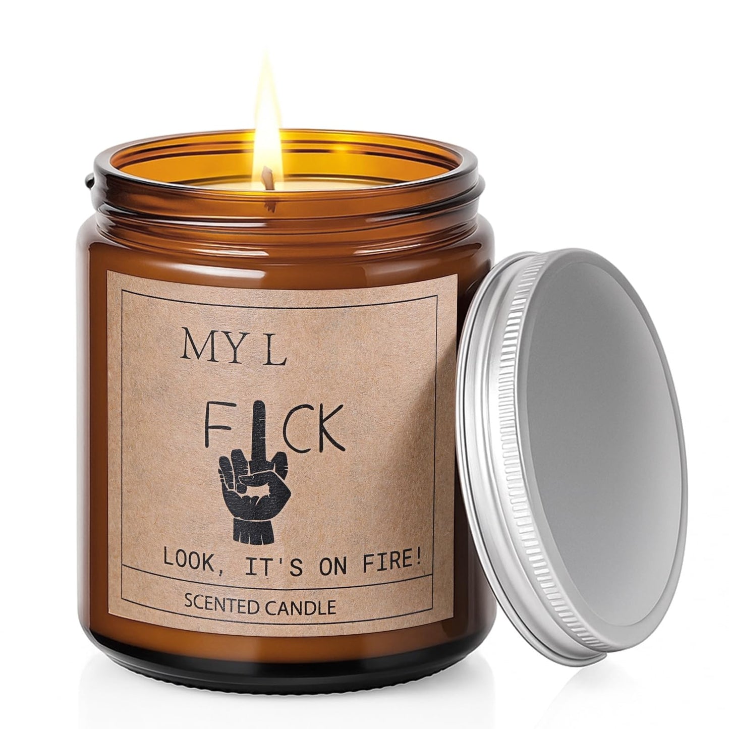 Nuanchu Funny Relaxation Valentines Gifts for Women Men, Last Word Look It's on Fire Candle, Cool Birthday Gift for Her, BFF, Valentine's Day Sarcastic Presents, Lavender Scented Candle, 7oz