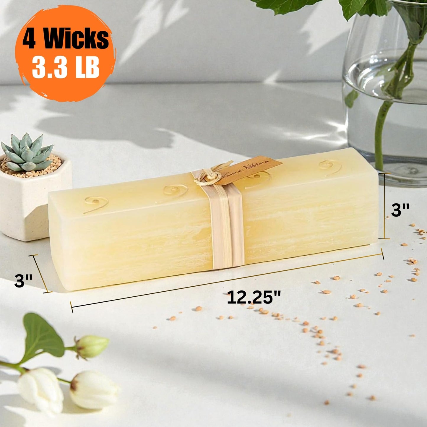 12" Vance Kitira Coconut Ice Layered Brick Candle