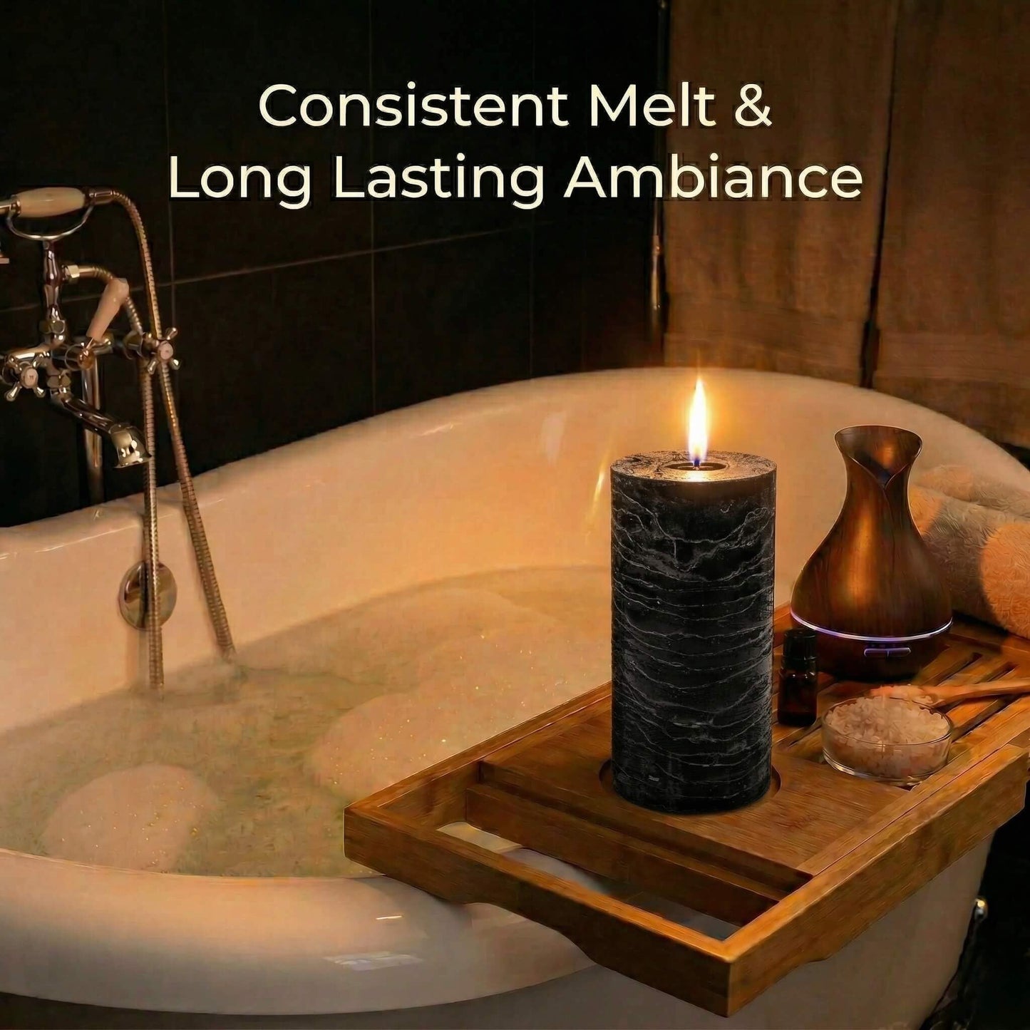 Richland Set of 3 Pillar Candles 3" x 6" Unscented (Black Rustic) for Weddings Home Holidays Relaxation Spa Parties