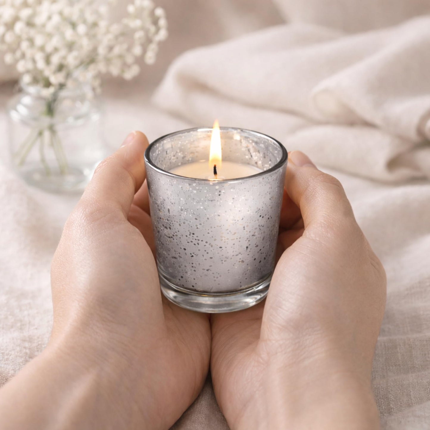 Hosley Set of 24 Silver Mercury Filled Glass Votive Candles. Ideal Gift for Weddings, Bridal Showers, Parties, Home Decor, and Special Events
