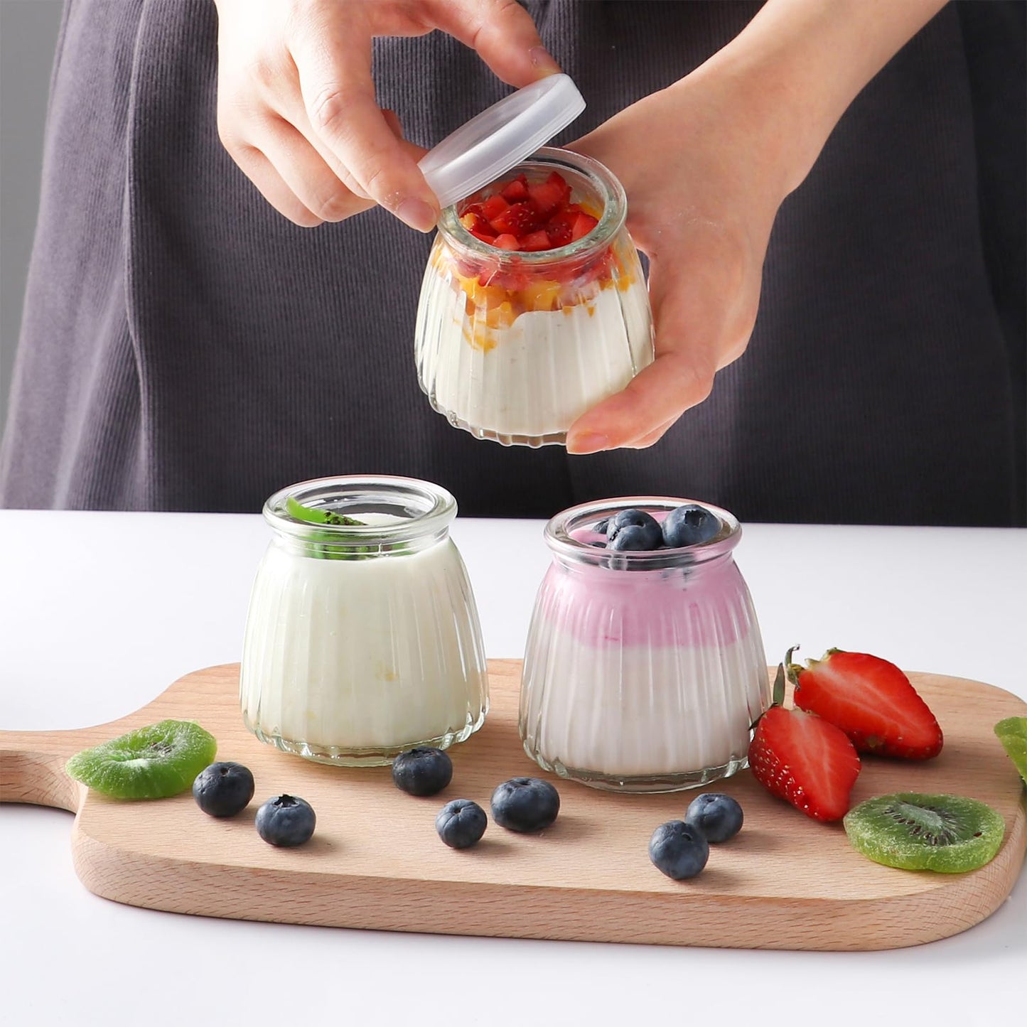 4oz Small Glass Jars 40Pack, Clear Glass Pudding Jars with PE Lids and Tags, Spice Jars/Glass Jelly Jars/Yogurt Jars/Small Jars with Lids (Set of 40)