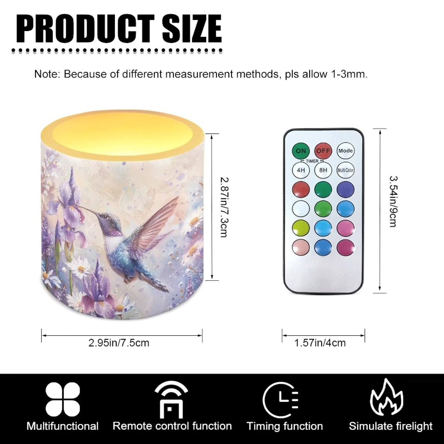 Cozeyat Bird Bloom Flameless Candles 4 Pack Battery Operated LED Pillar Candles with Remote Control Timer Waterproof for Indoor Outdoor Use