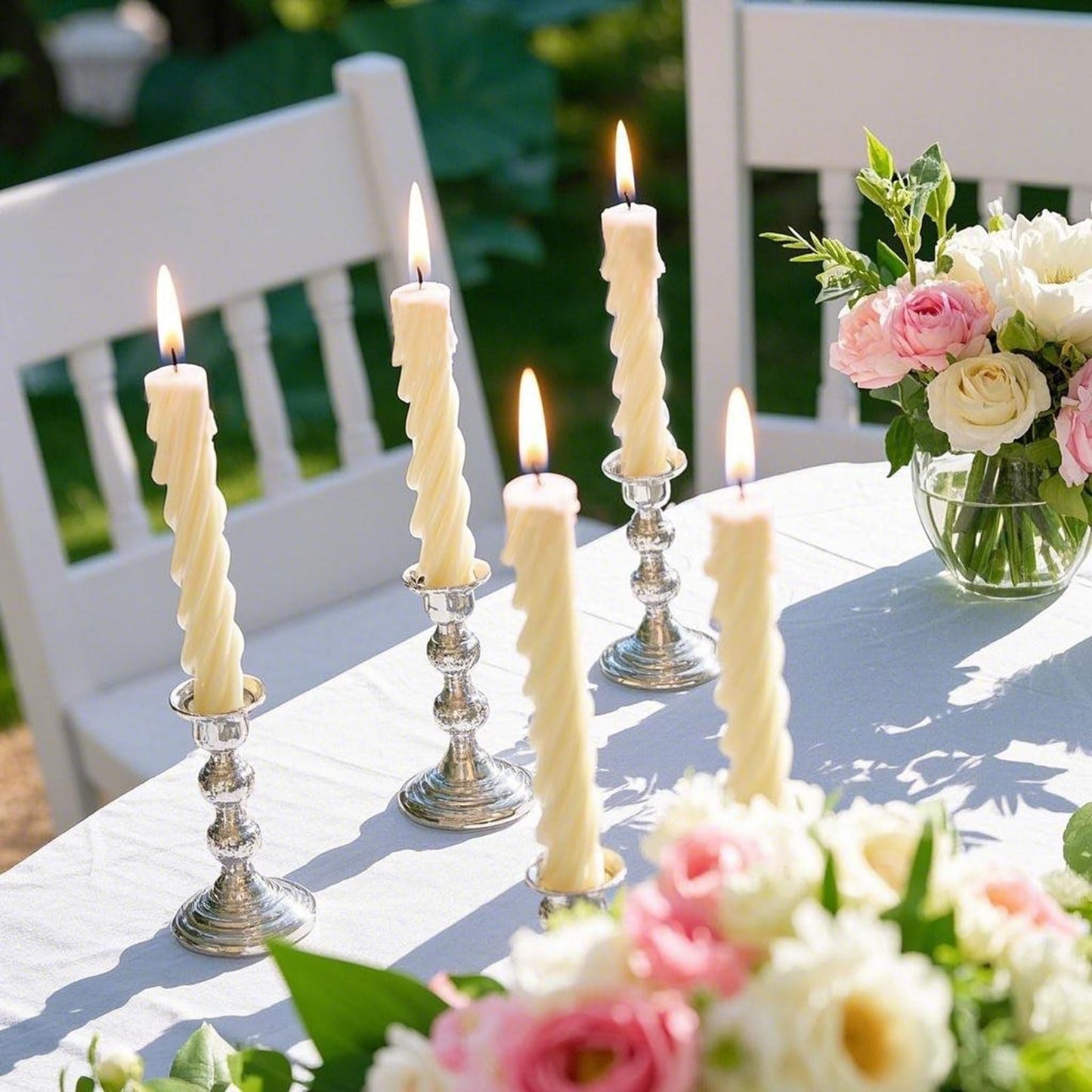 10 Inch 6 Pack Ivory Spiral Taper Candles- 8 Hours Long Burning Twisted Candlesticks Tall Candles for Home Decor Religious Ceremonies Weddings Dinner Holiday Decoration Formal Events (Ivory)