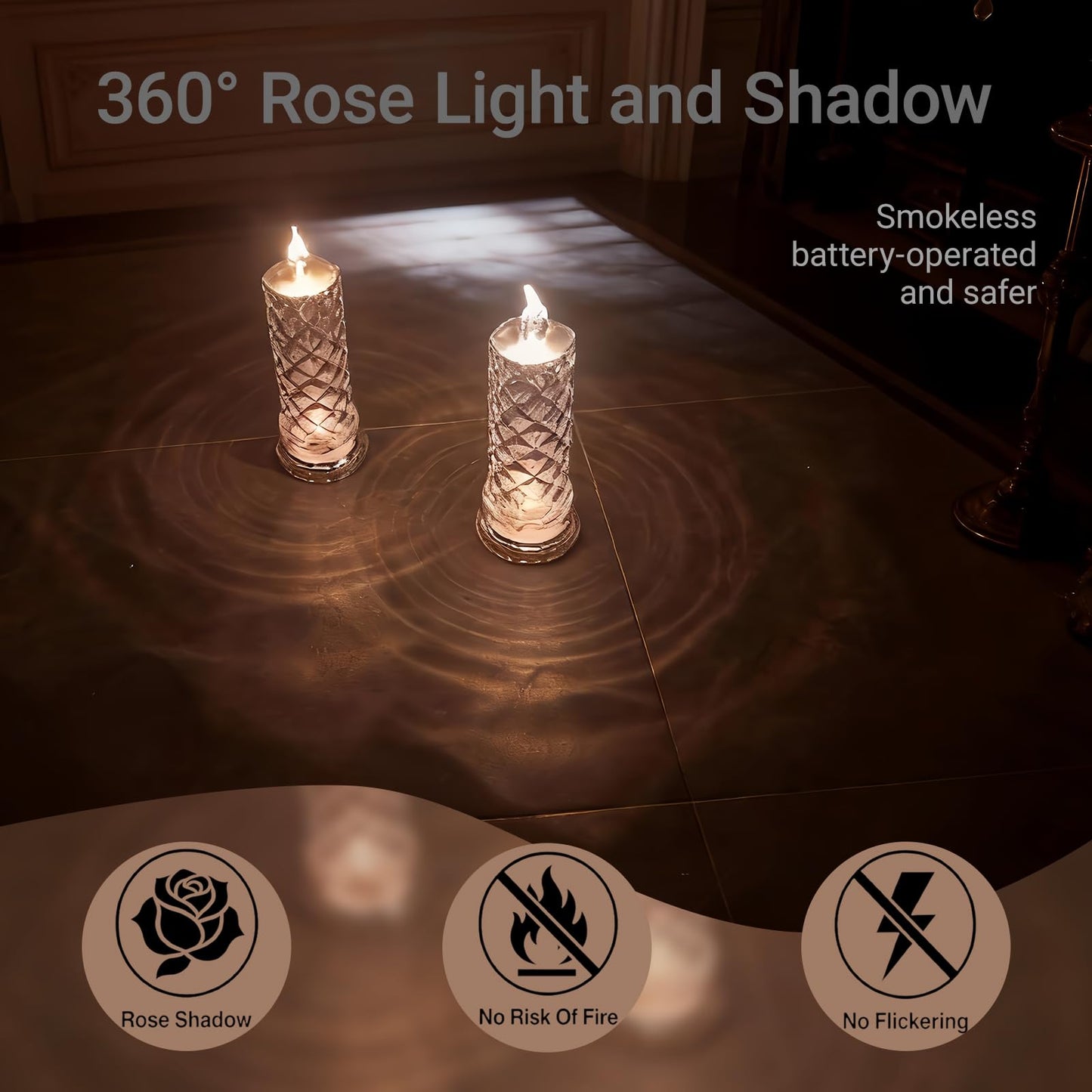 Aloelcap 4PCS Battery Operated Candles, Christmas Decorations Flameless Candle, Valentines Proposal Anniversary Wedding for Birthday Party Decoration