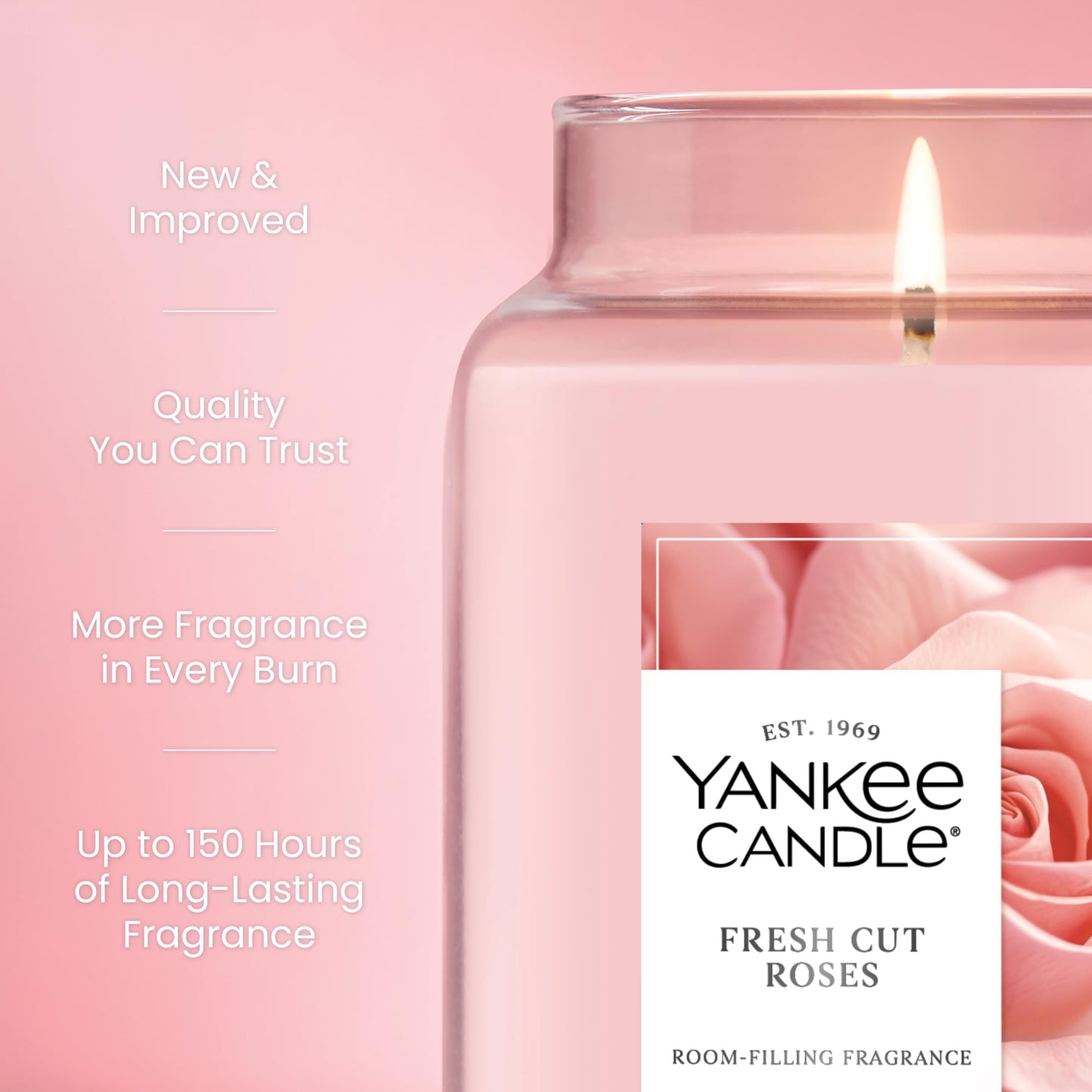 Yankee Candle Fresh Cut Roses Scented Candle, 22oz Large Jar with up to 150 Hour Burn Time, Giftable