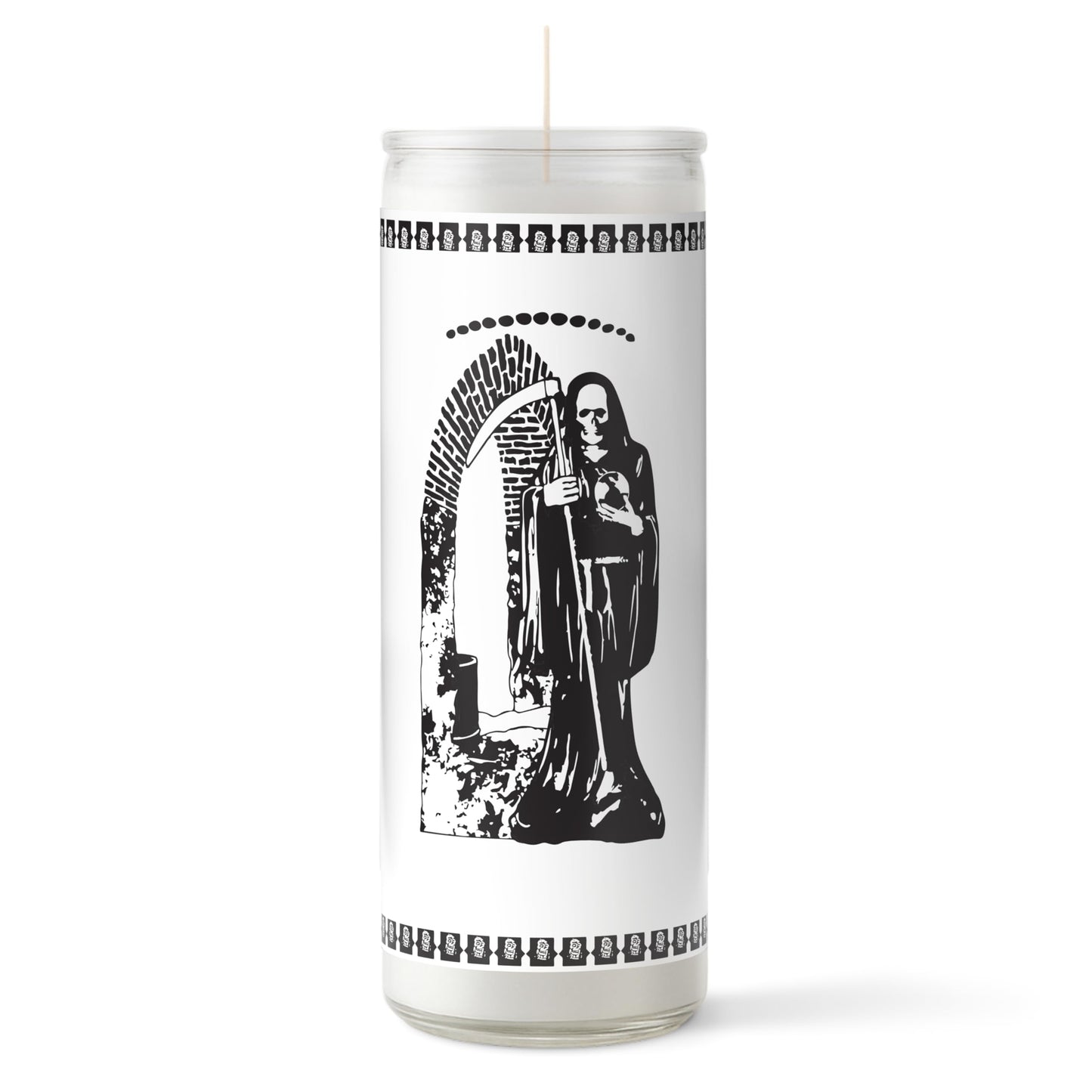 Alumenza 3 Pack Santa Muerte Candle in Glass Jar 90 Hours– Paraffin Wax, Clean Burning Unscented | Large & Tall Devotional Prayer Pillar Candles for Home, Memorial, Rituals