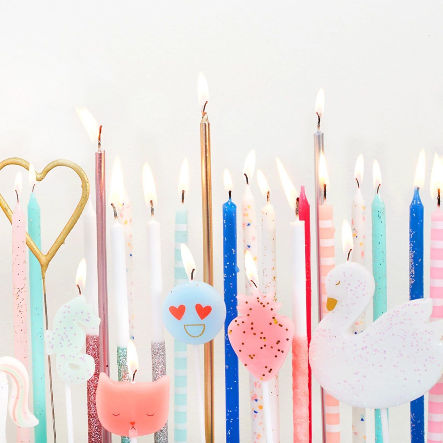 Meri Meri Long Birthday Candles for Cake (Pack of 16), 8.75" Tall Unscented Candles