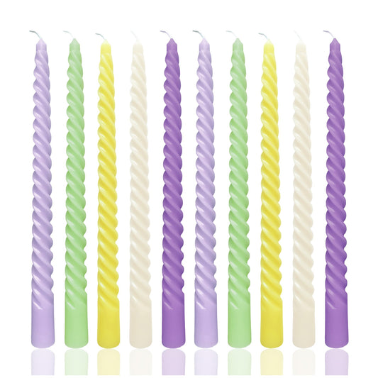 10 Inch Spring Color Series Taper Candle Set, 10 Pack Unscented Dripless Candlesticks for Family Dinner Parties Home Decoration Picnic