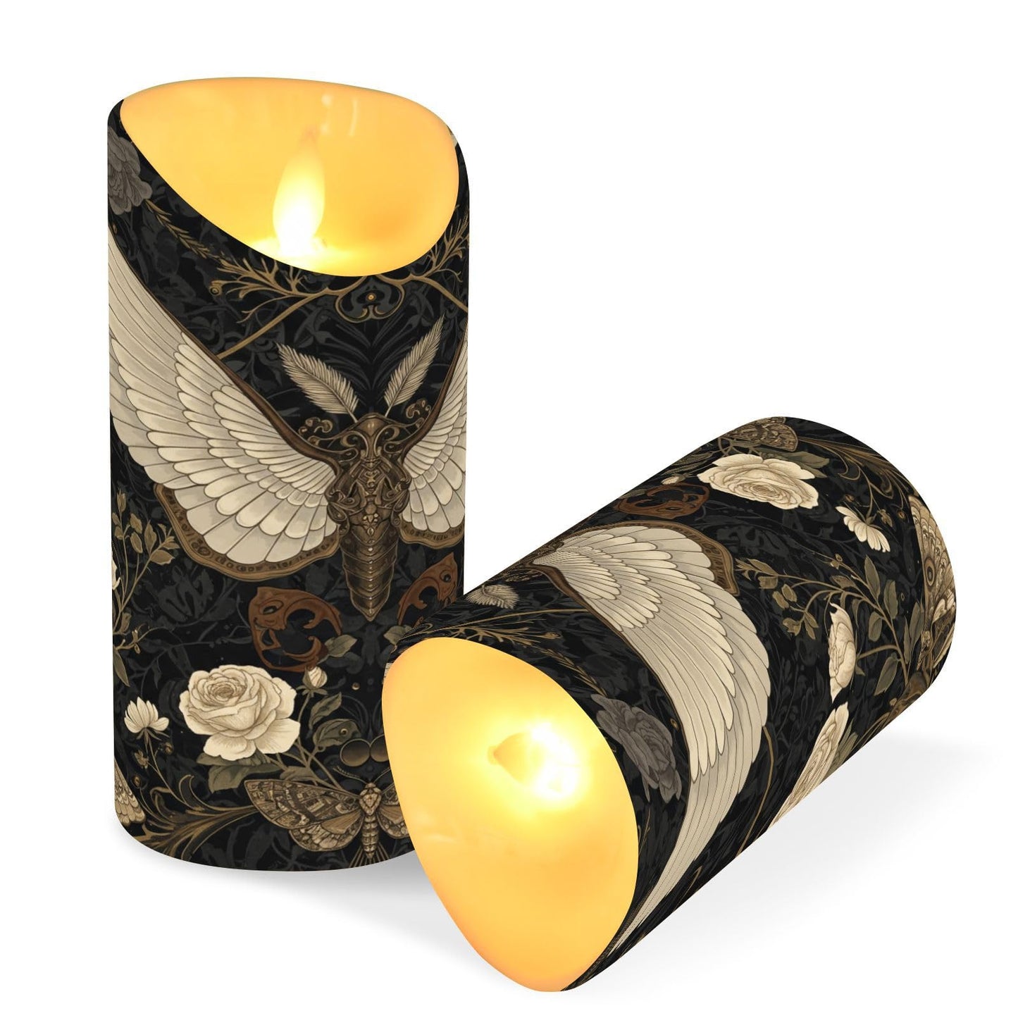 ALAZA Gothic Pattern Flameless Candles with Remote Timer,LED Flickering Battery Operated Electric Pillar Tea Light Candles for Wedding Table Christmas Decorations 3" x3.9"