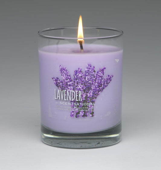 Scentsational Lavender Soy Candle, 11 oz, Natural Essential Oils, 50-60 Hour Burn Time, Gift Wrapped