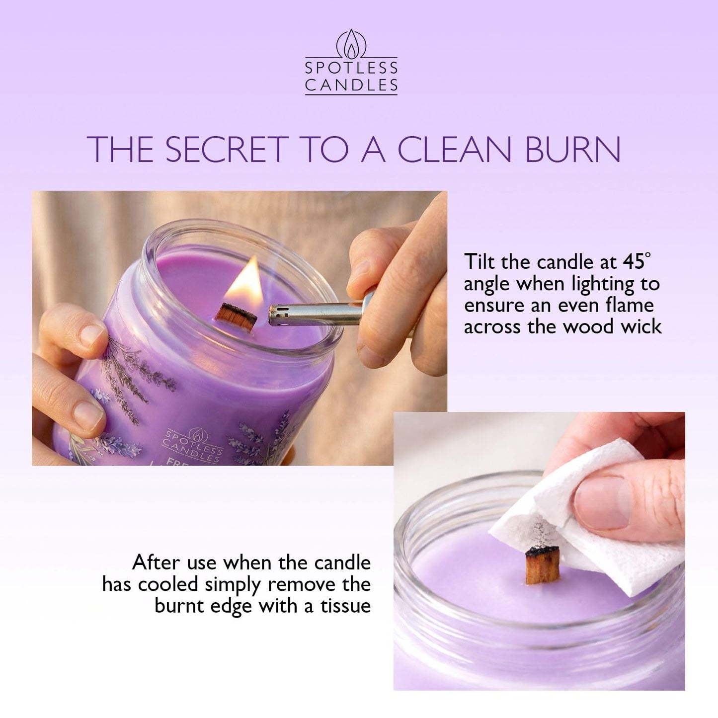 Lavender Candle 22oz: 130 Hours Burn Time, Large Jar Candle with Wooden Wick in a Decorated Jar with a Luxury Gift Box and Protective Shipper by Spotles Candles