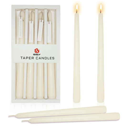 10 Inch Ivory Taper Candles Set of 4, Handmade Unscented Tapered Candles, Candle Stick Dinner Candles for Wedding Table Candlesticks Home Centerpiece Decor