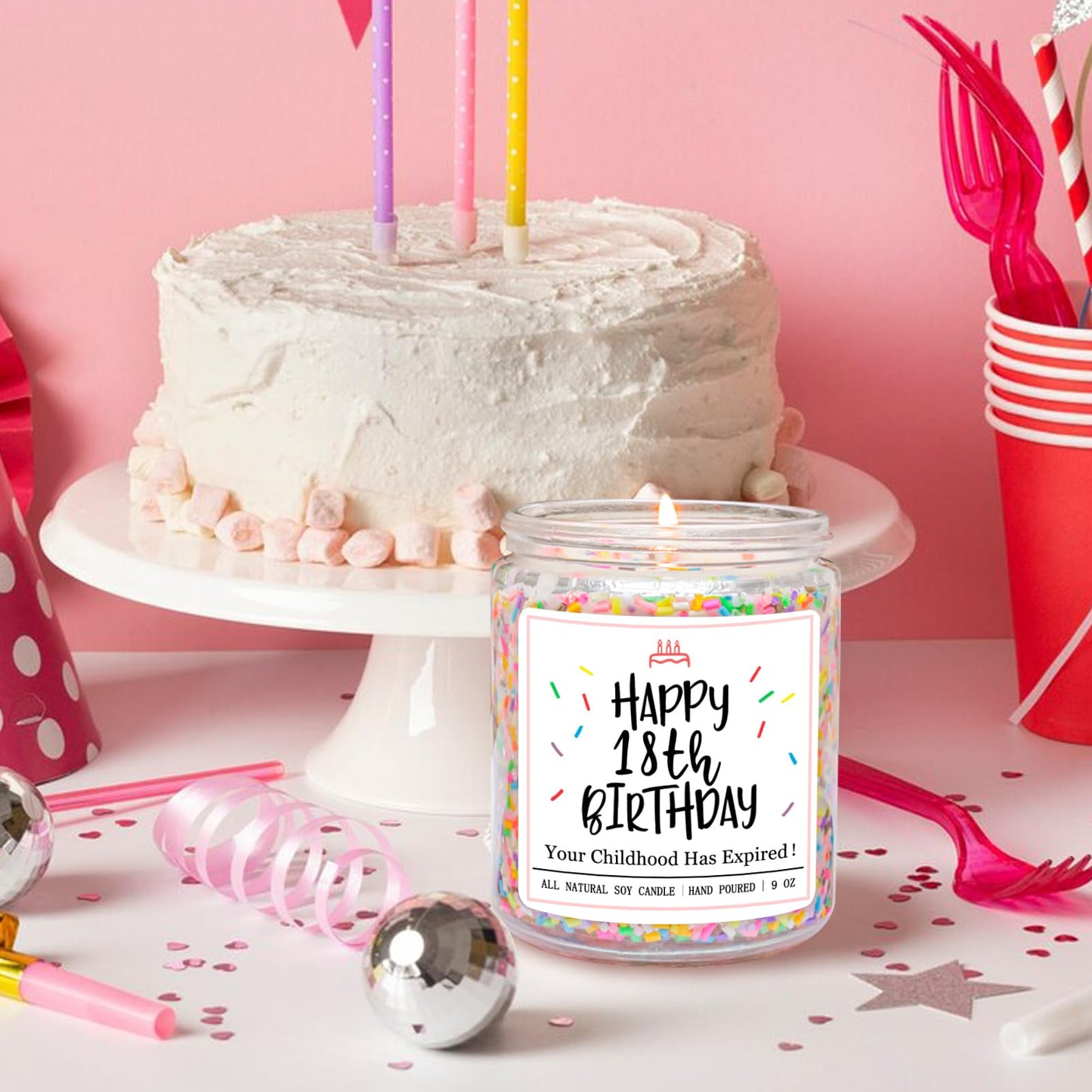 Homsolver 18th Birthday Gifts for Girls Boys, Vanilla Scent Ideas 18th Birthday Candles for Sister, Daughter, Best Friends, Handmade Aromatherapy with 50+ Hour Burn Time, Funny Birthday Decorations