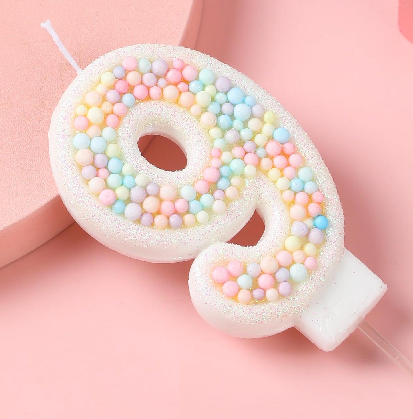 EAKE 19th Birthday Candle Macaron Glitter 3D Pastel Number 19 Candles for Birthday Cakes Girl Women Sweet Theme Birthday Wedding Anniversary Party Cake Decoration