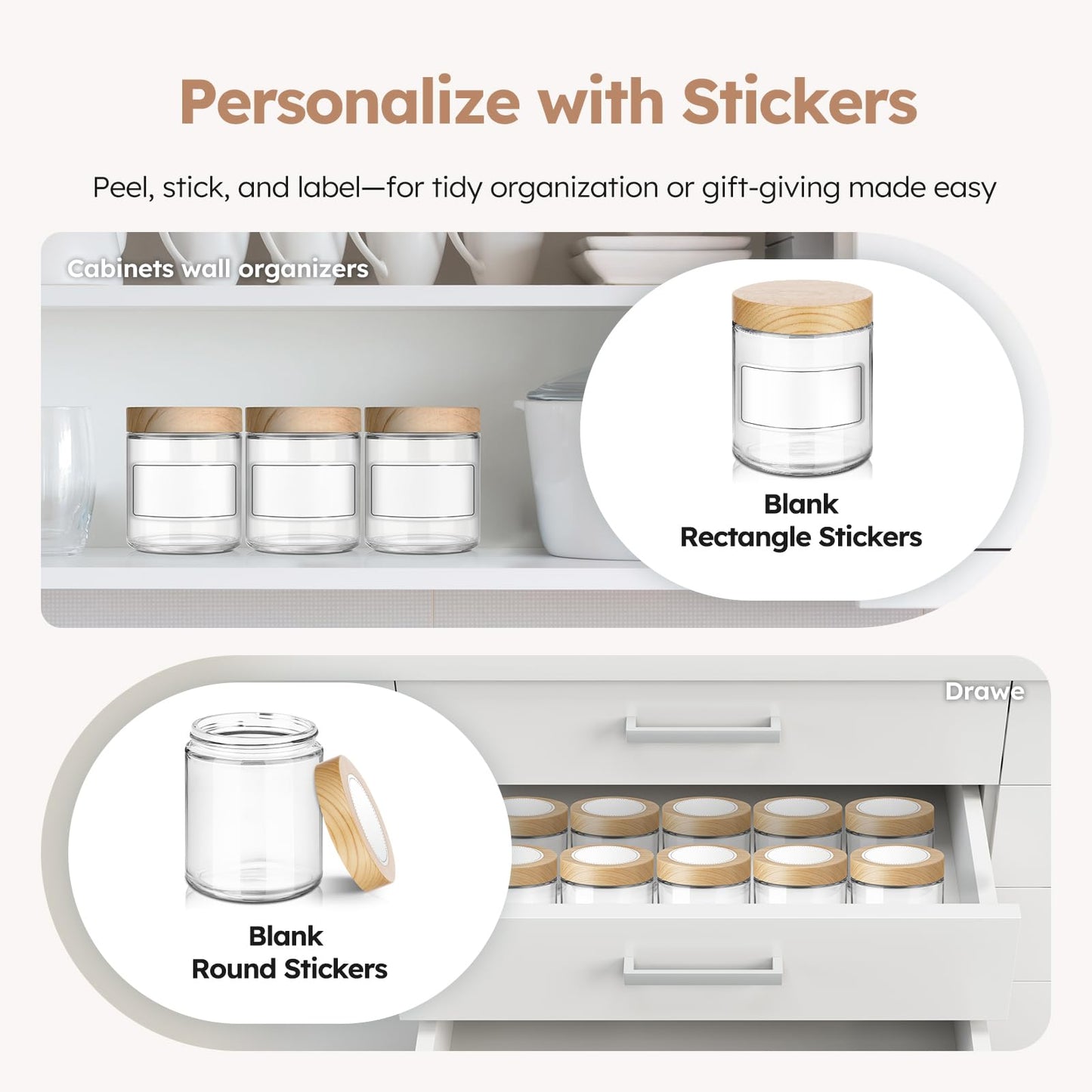 8 oz Glass Jars with Lids, 30 Pack Clear Small Glass Jars with Woodgrain Lids Leakproof Round Airtight Empty Cosmetic Travel Containers for Lotions Powders and Candle Making