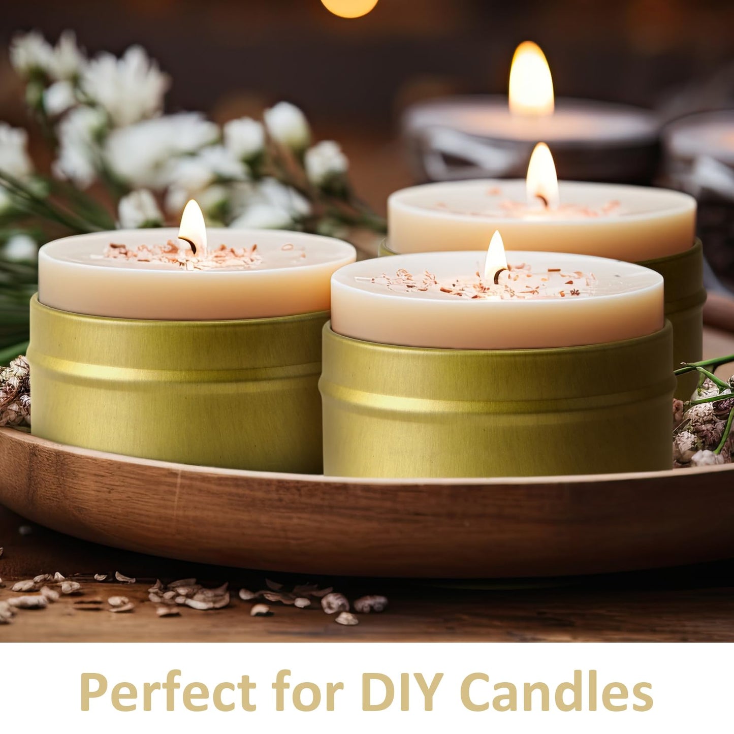 Moxweyeni 100 Pcs 4oz Candle Tins with Lids DIY Metal Wax Container Tins Bulk Empty Round Containers for Candle Making, Salves Candy Favors, Spices, Crafts, Christmas Gifts (4 Colors)